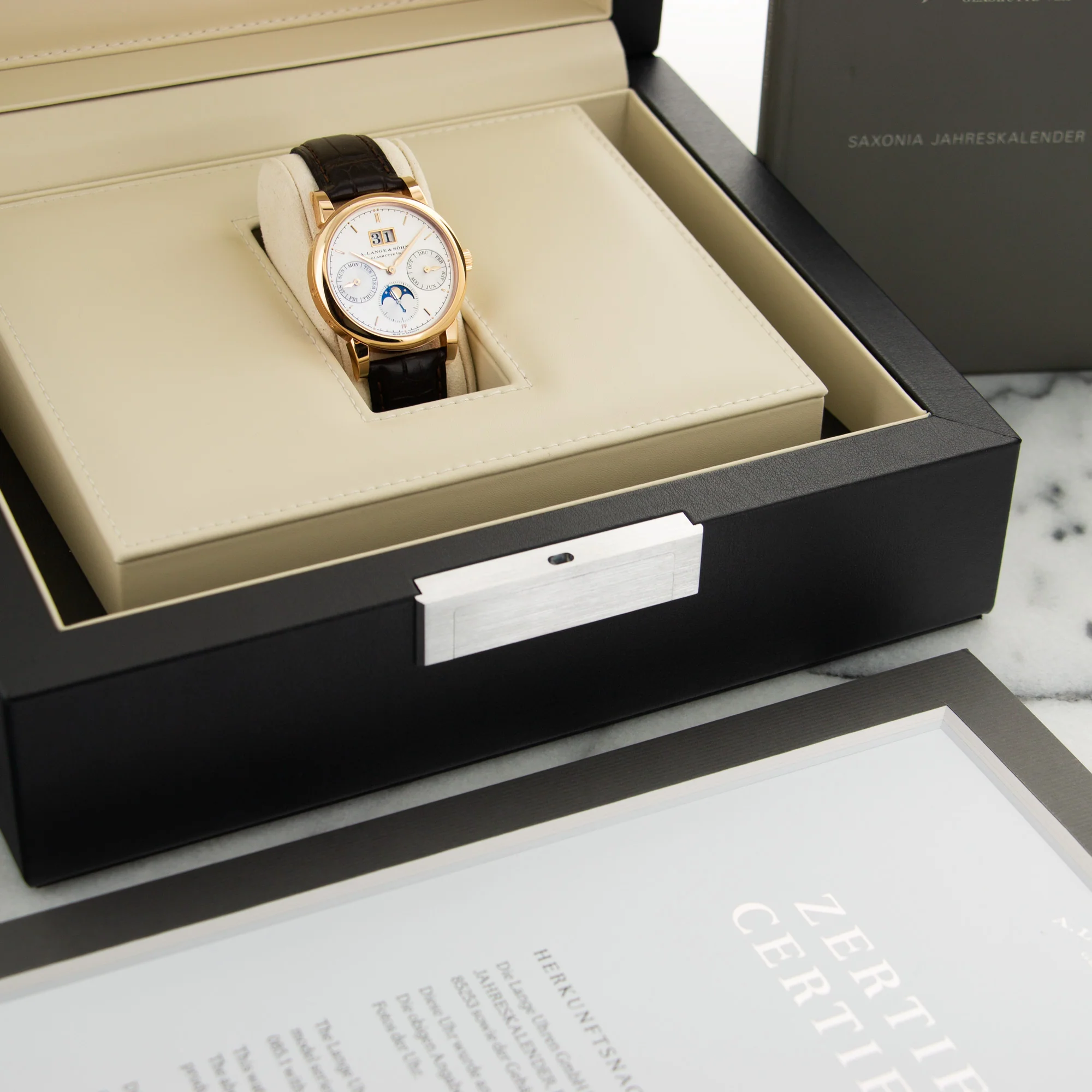 A. Lange & Sohne Rose Gold Saxonia Annual Calendar Watch Ref. 330.032 - Image 6
