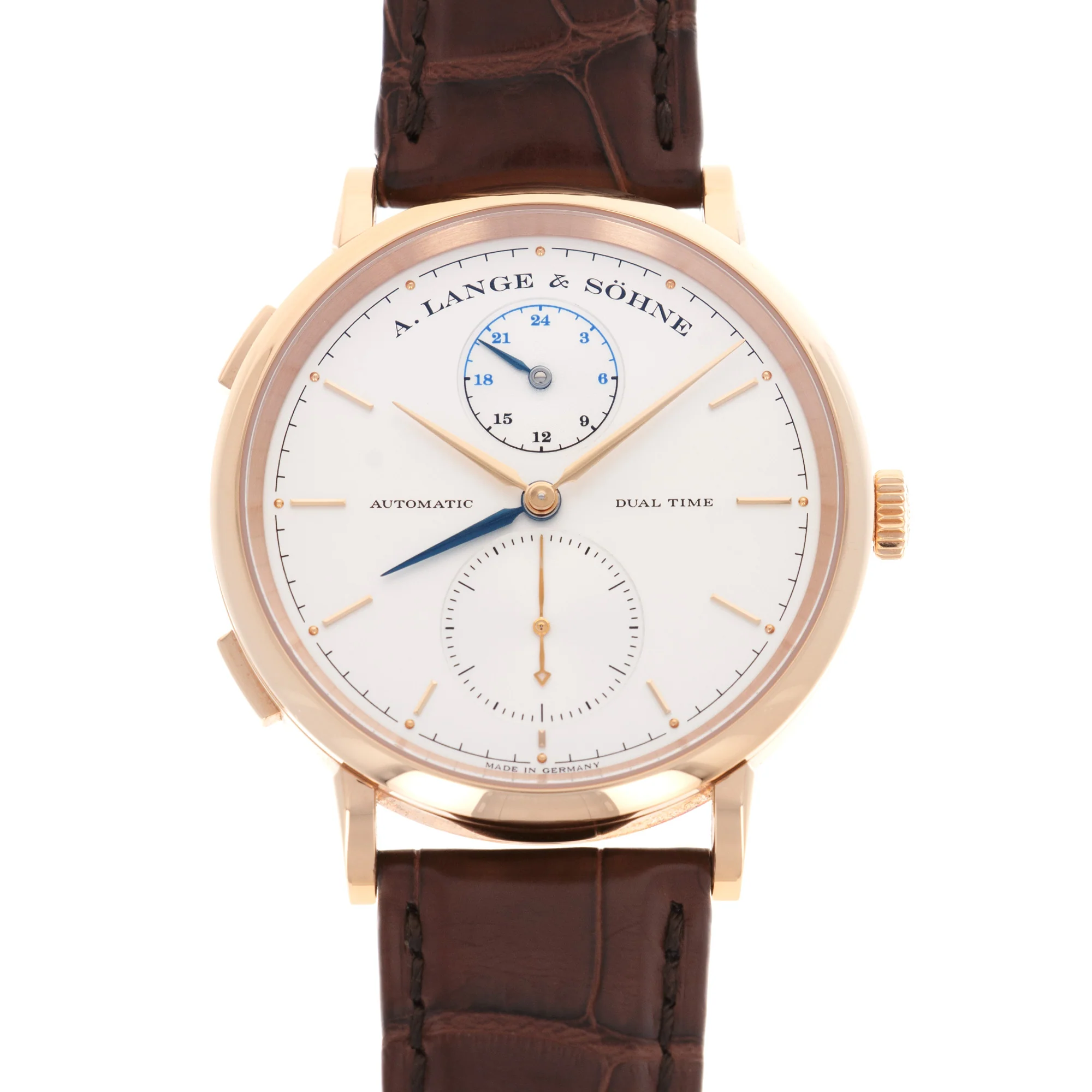 A Lange & Sohne Rose Gold Saxonia Dual Time Watch Ref. 385.032