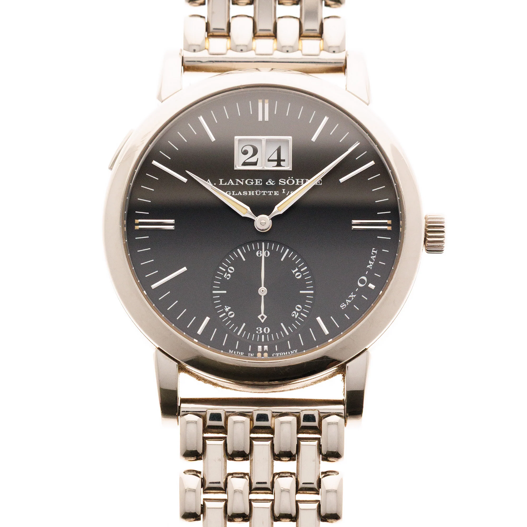 A. Lange & Sohne White Gold Langematik Big Date Ref. 308.027 on Wellendorf Bracelet