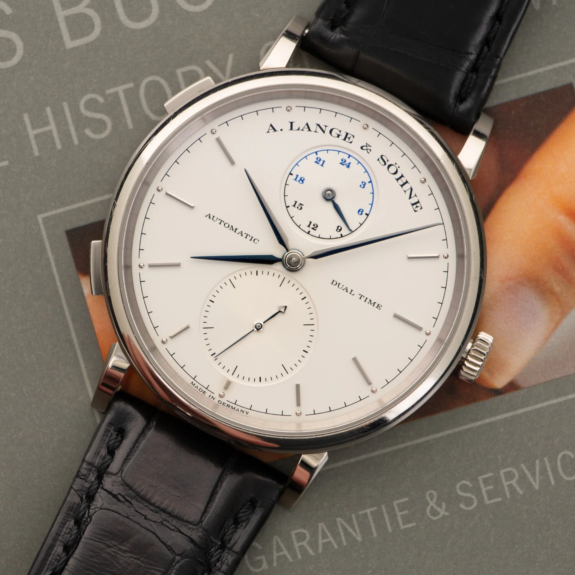 A. Lange & Sohne White Gold Saxonia Dual Time Watch Ref. 385.026 - Image 2
