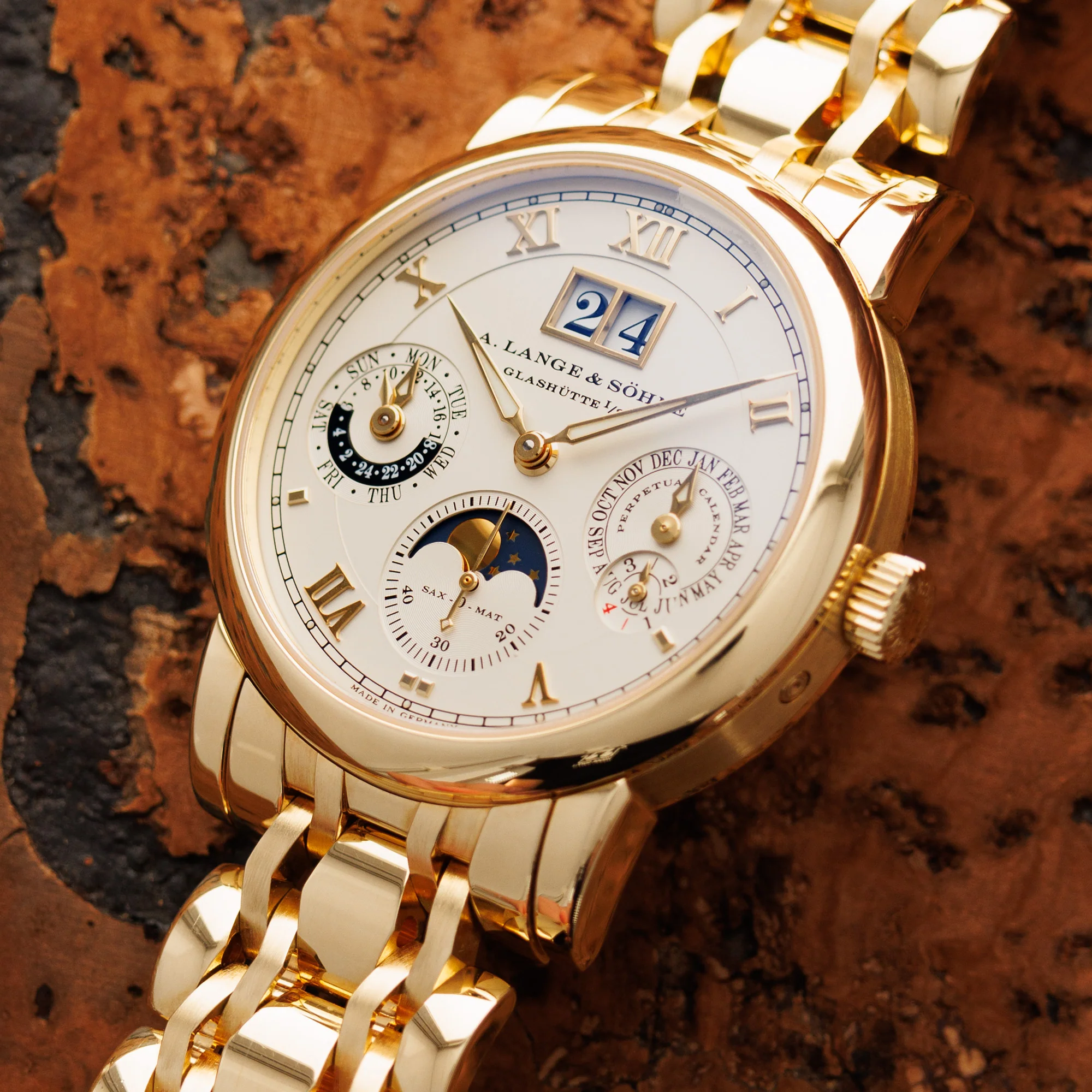 A. Lange & Sohne Yellow Gold Langematik Perpetual Wellendorf Bracelet Ref 310.221 - Image 2