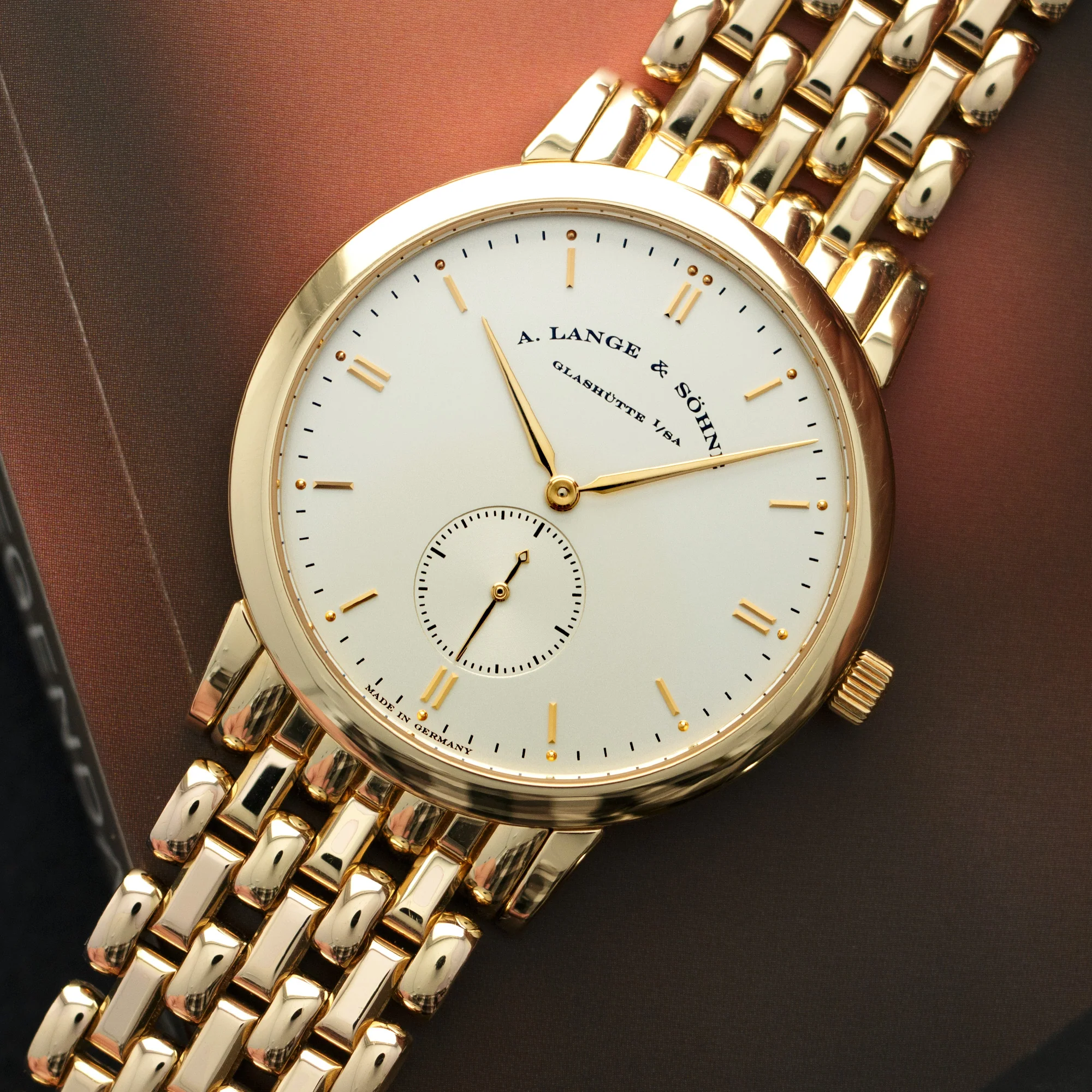 A. Lange & Sohne Yellow Gold Saxonia Bracelet Watch - Image 2