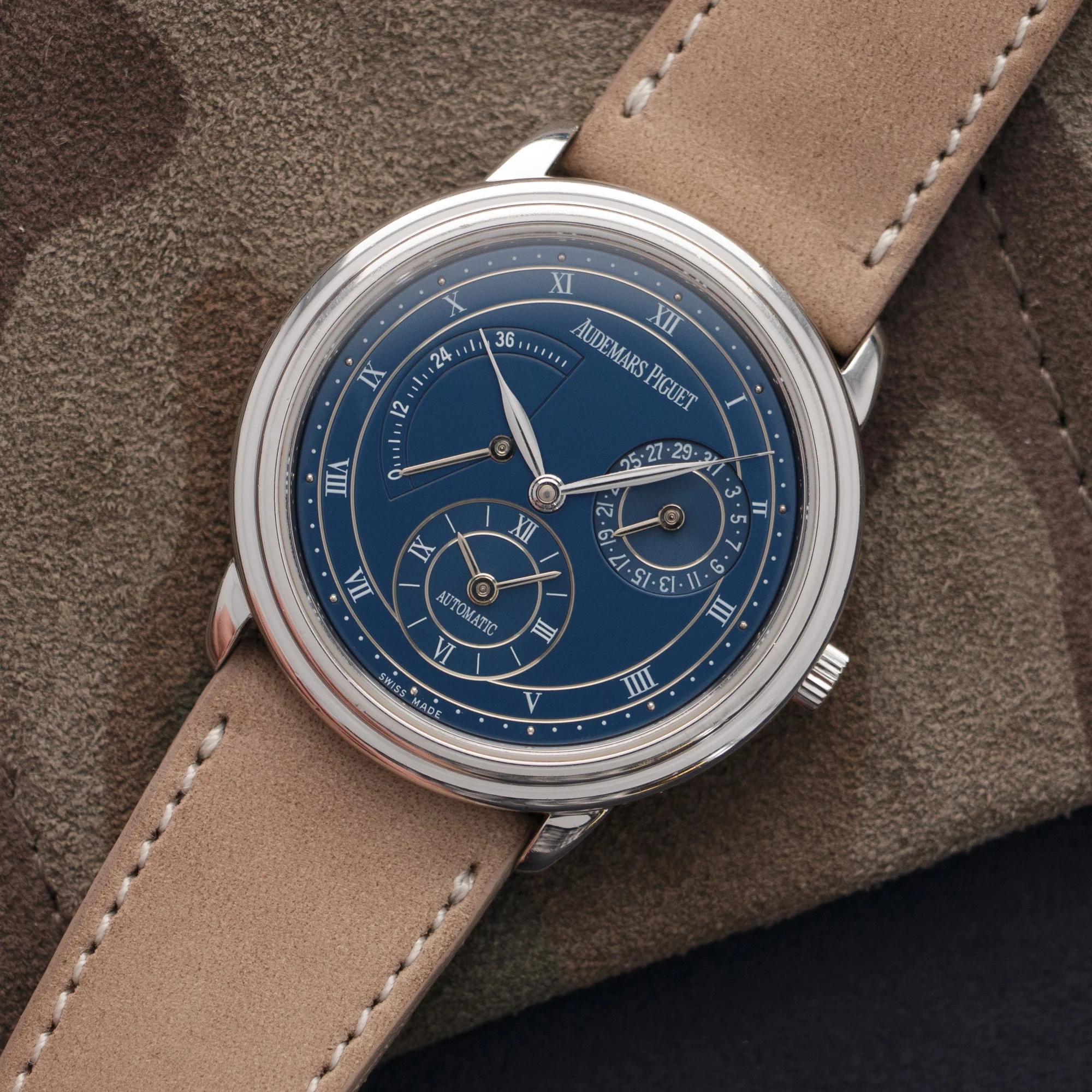 Audemars Piguet Platinum Jules Audemars Dual Time Blue Dial - Image 2