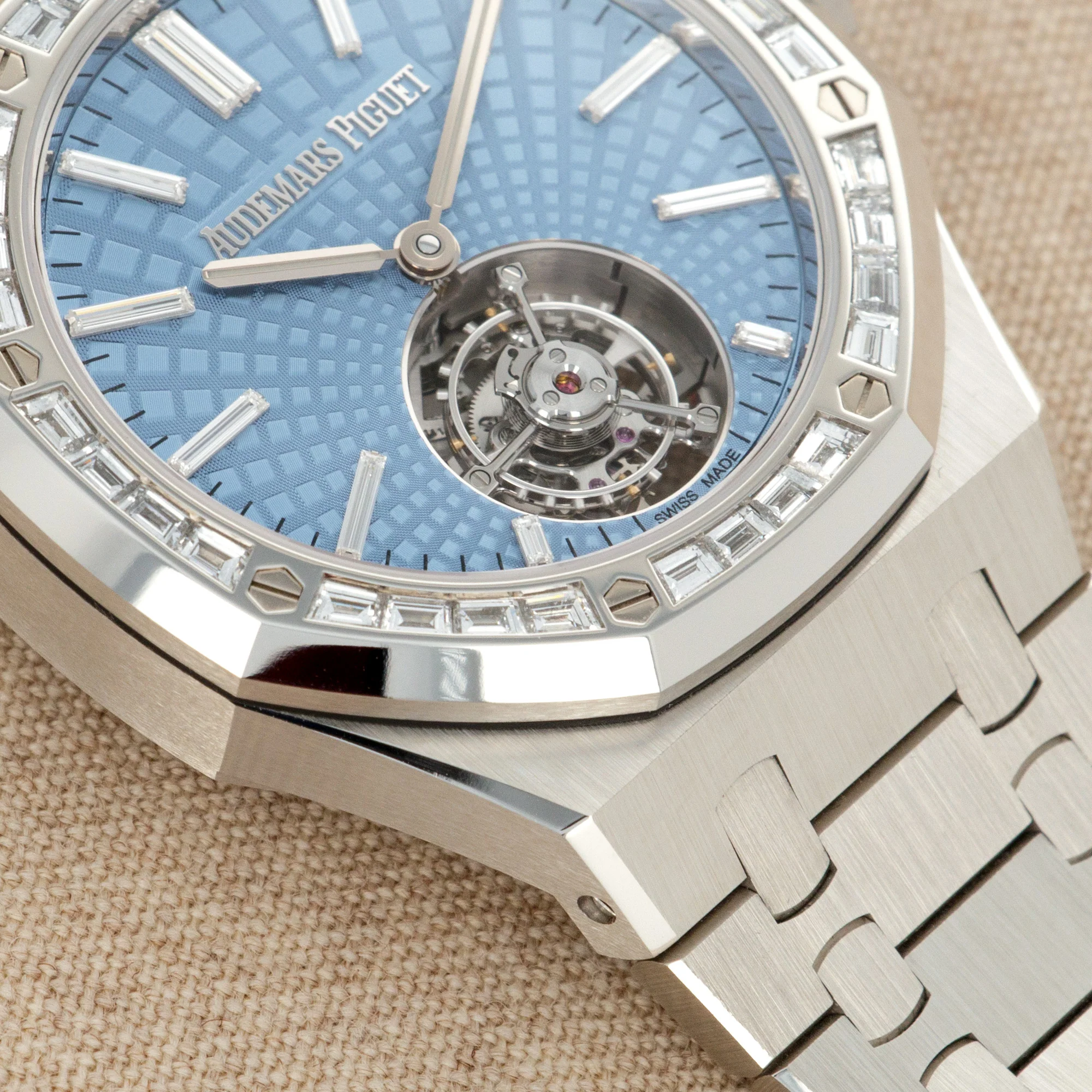 Audemars Piguet Platinum Royal Oak Tourbillon Watch Ref. 26535PT with Baguette Diamonds - Image 3