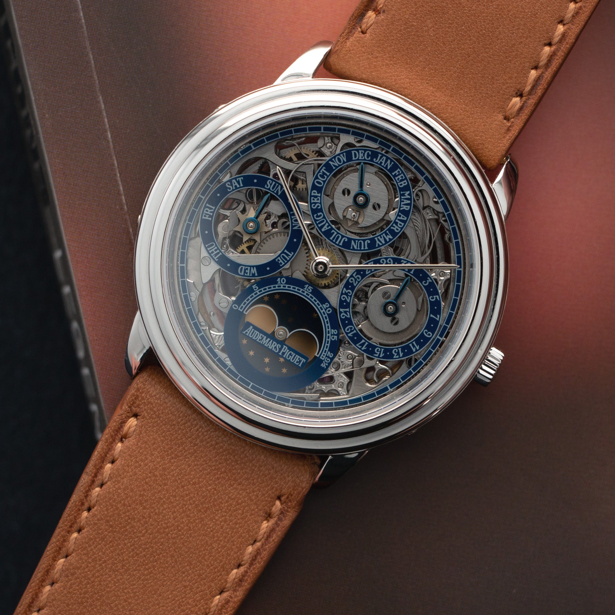 Audemars Piguet Platinum Skeleton Quantieme Perpetual Calendar Watch Ref. 25668 - Image 2