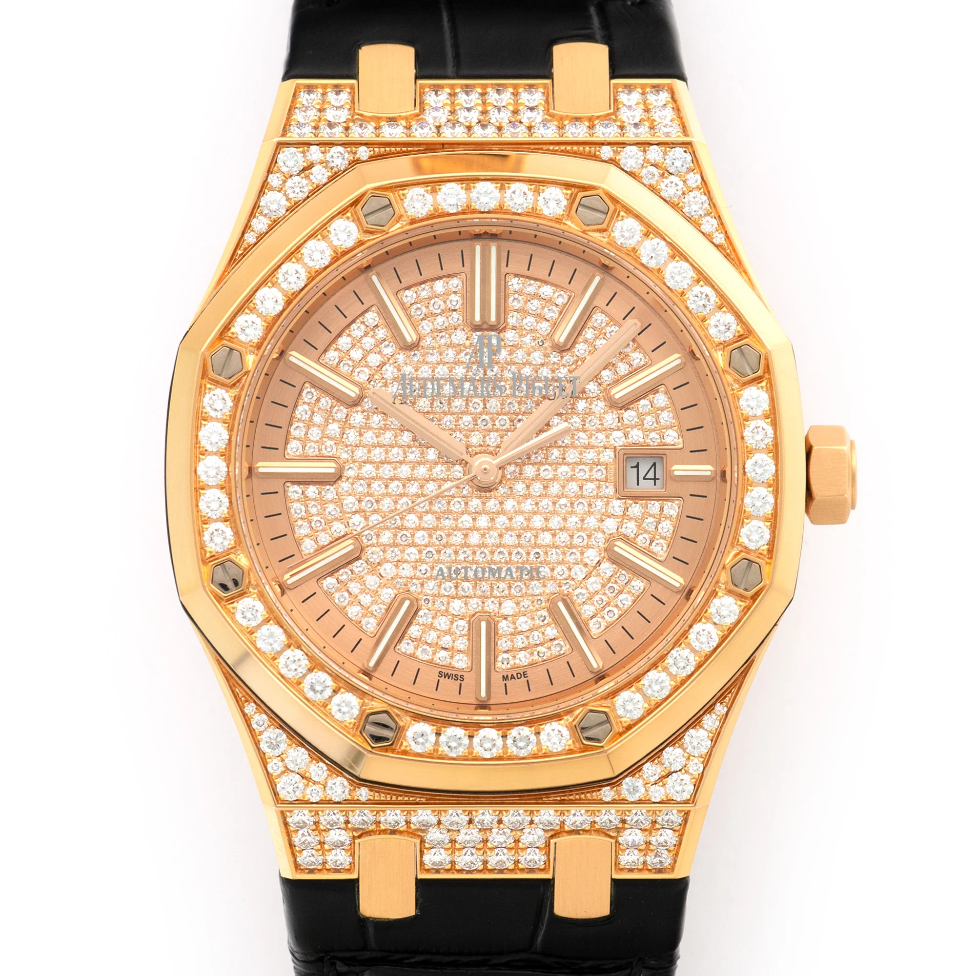 Audemars Piguet Rose Gold Royal Oak Diamond Watch Ref. 15402