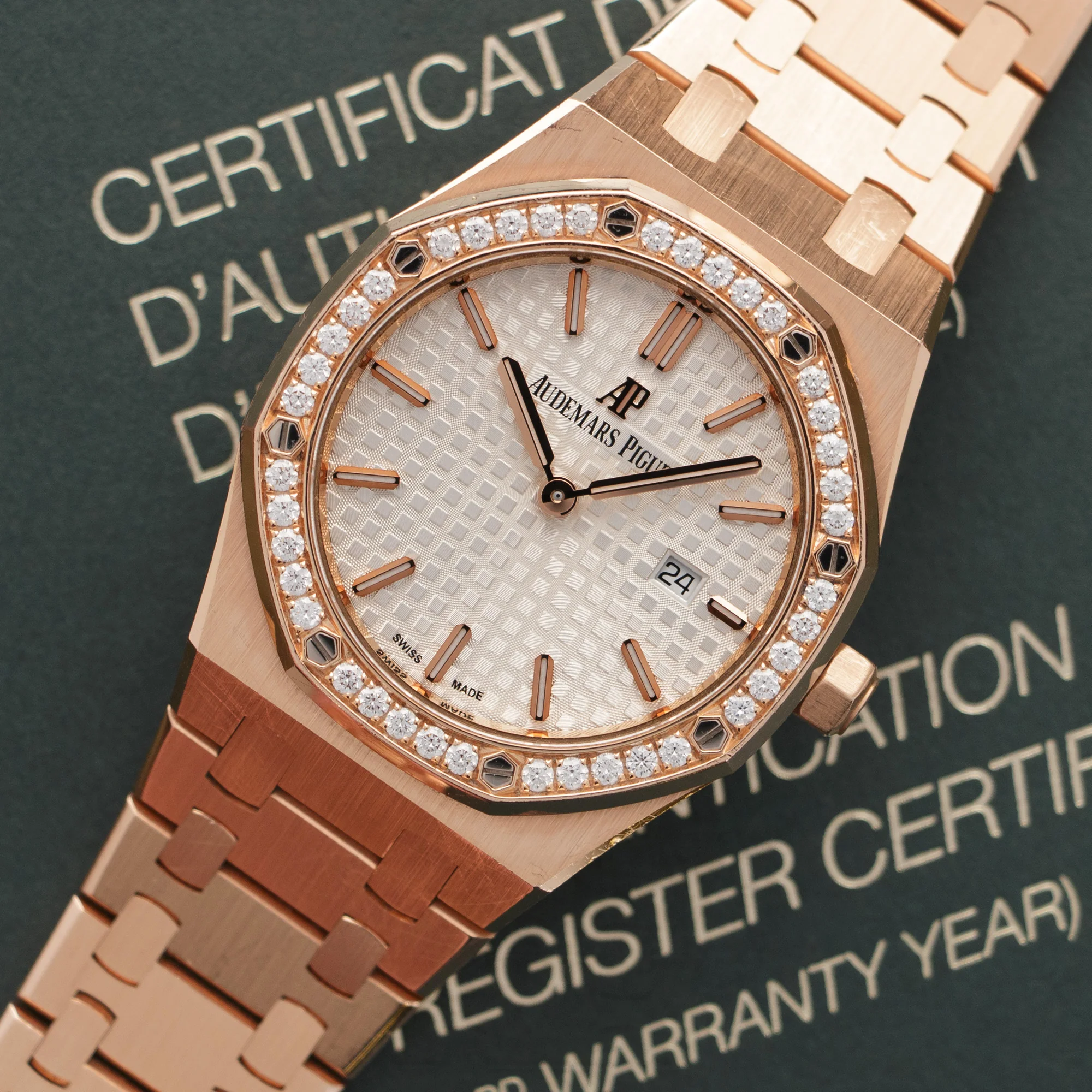 Audemars Piguet Rose Gold Royal Oak Diamond Watch Ref. 67651 - Image 2