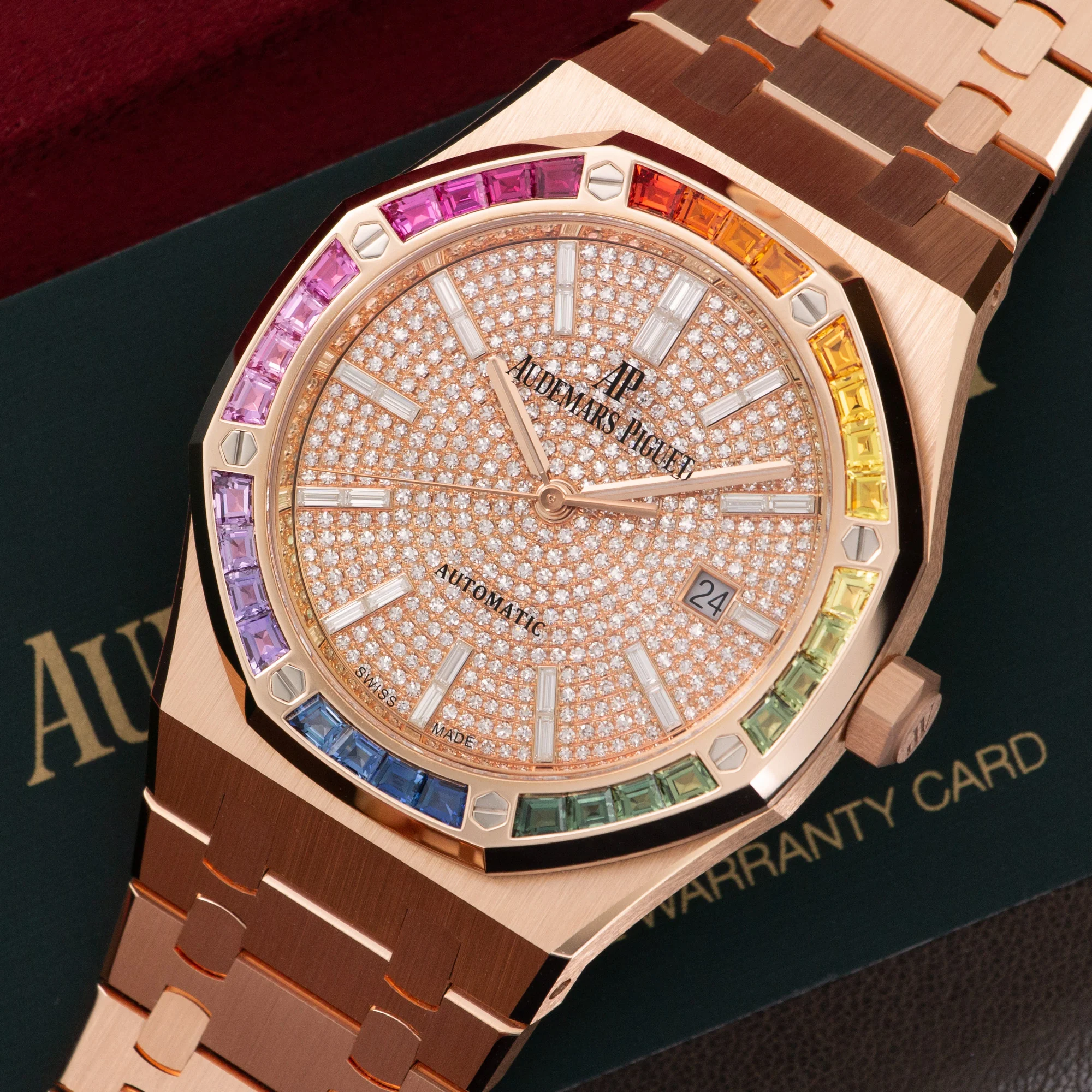 Audemars Piguet Rose Gold Royal Oak Rainbow Watch - Image 2
