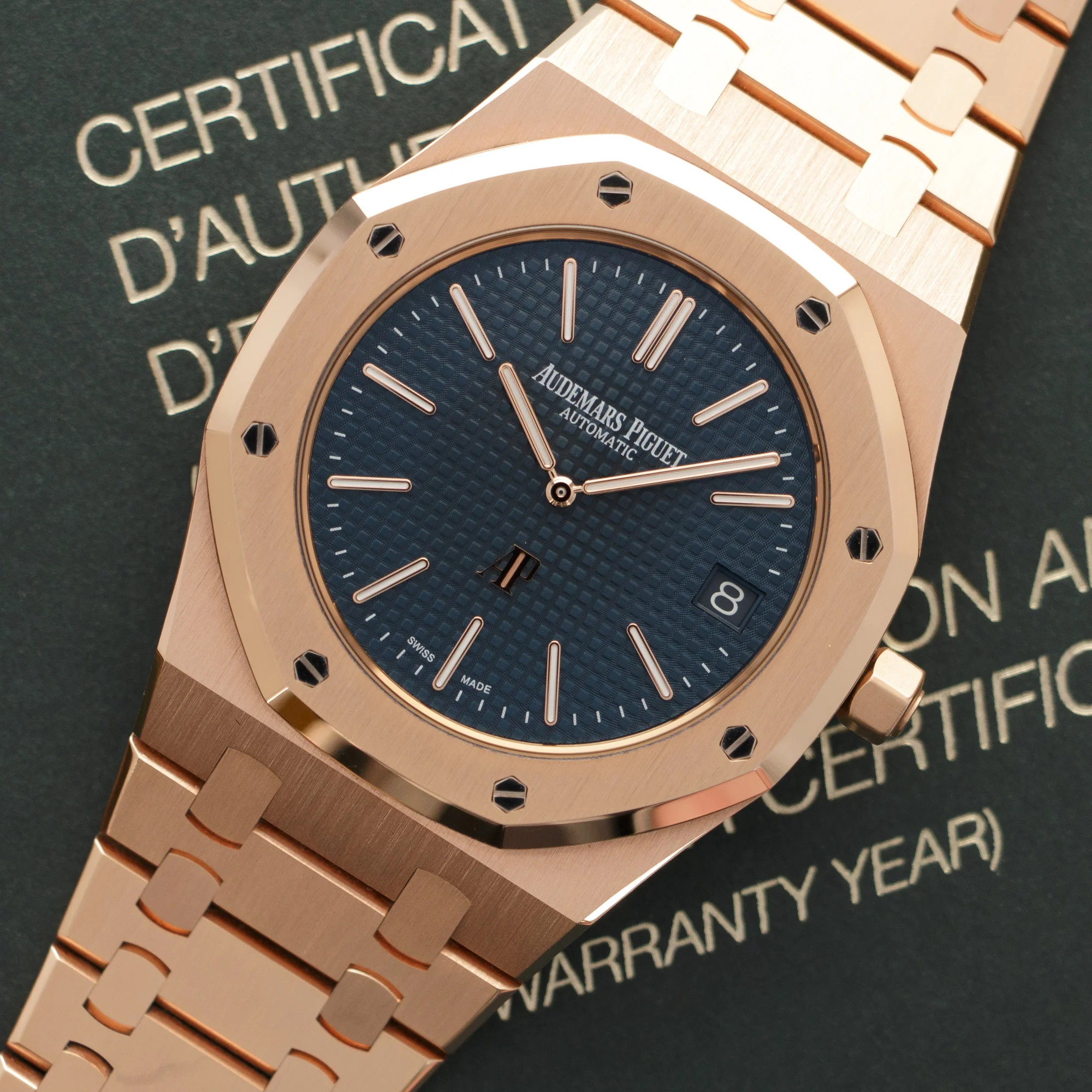 Audemars Piguet Rose Gold Royal Oak Ultra-Thin Watch Ref. 15202 - Image 2