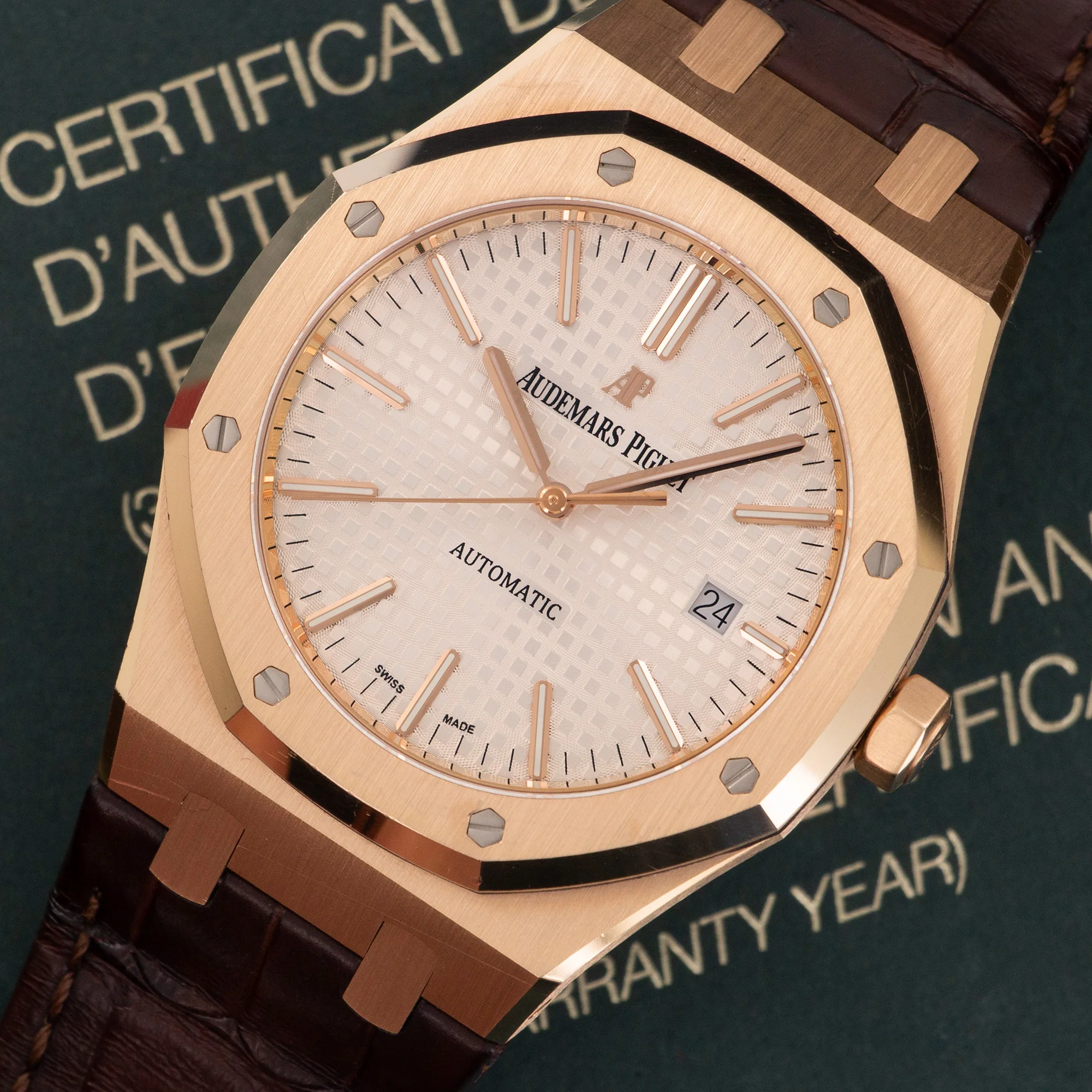 Audemars Piguet Rose Gold Royal Oak Watch Ref. 15400, with Box and Papers - Image 2