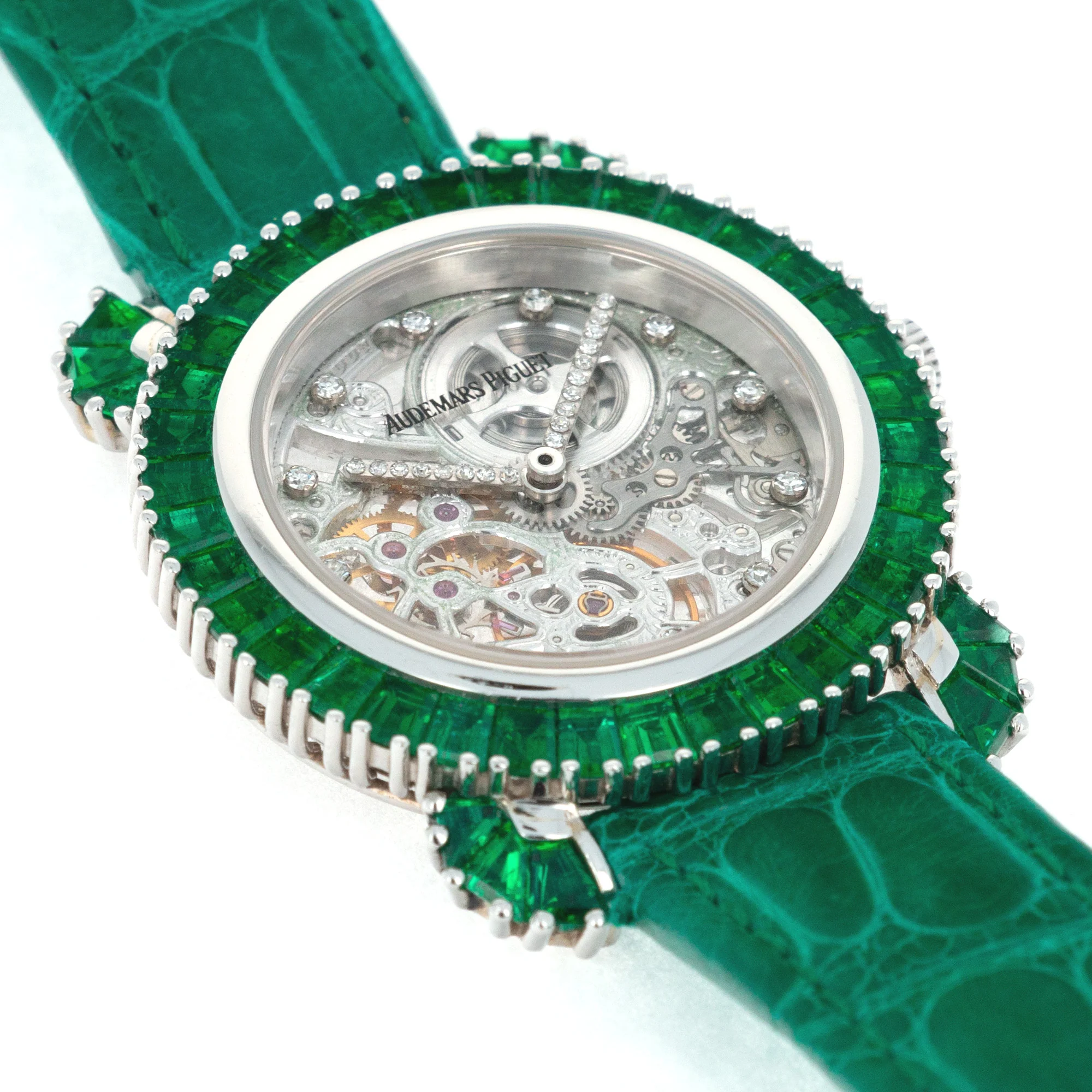 Audemars Piguet Skeletonized Emerald Diamond Watch, Piece Unique - Image 3