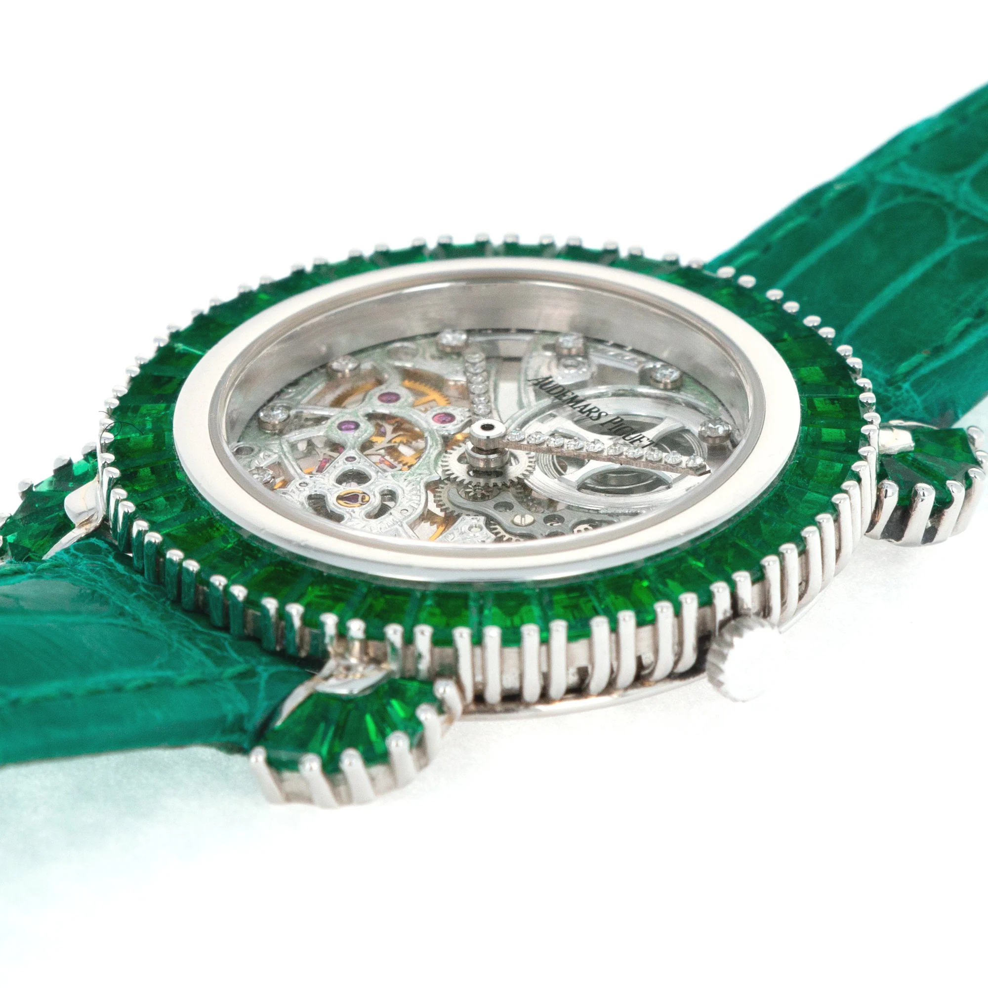 Audemars Piguet Skeletonized Emerald Diamond Watch, Piece Unique - Image 4