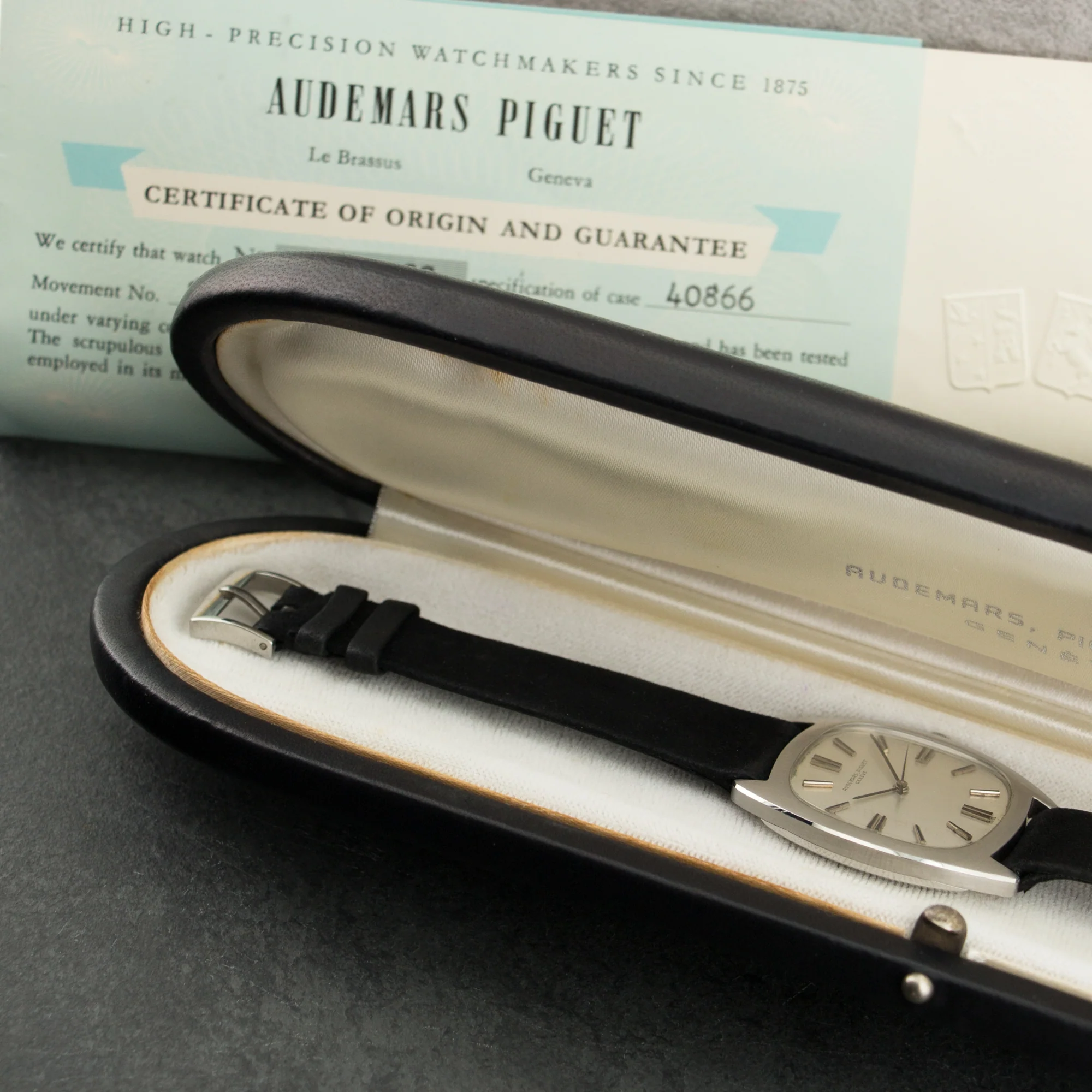 Audemars Piguet Steel Cushion Shaped Strap Watch with Original Box & Papers - Image 6