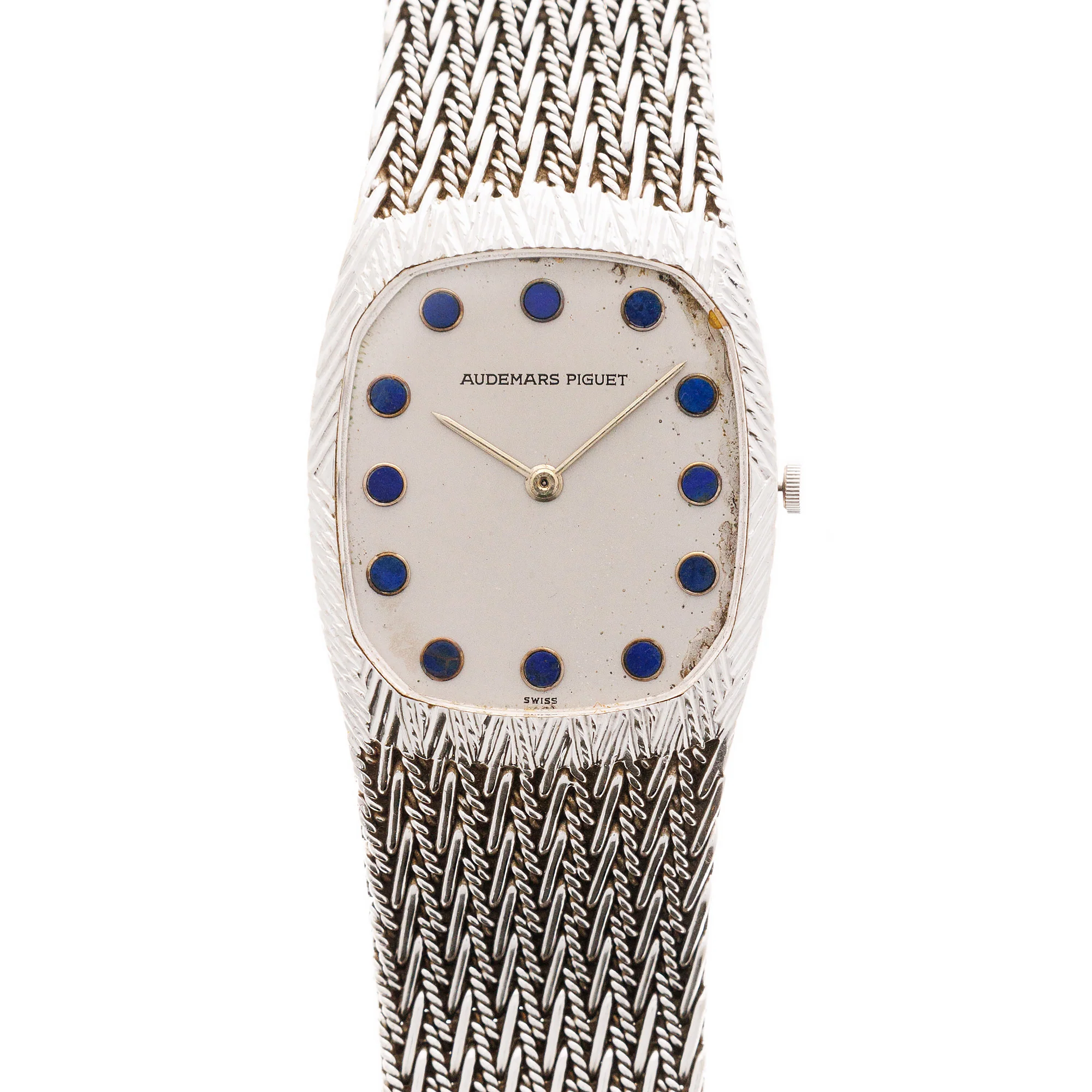 Audemars Piguet White Gold and Blue Round Marker Dial Watch