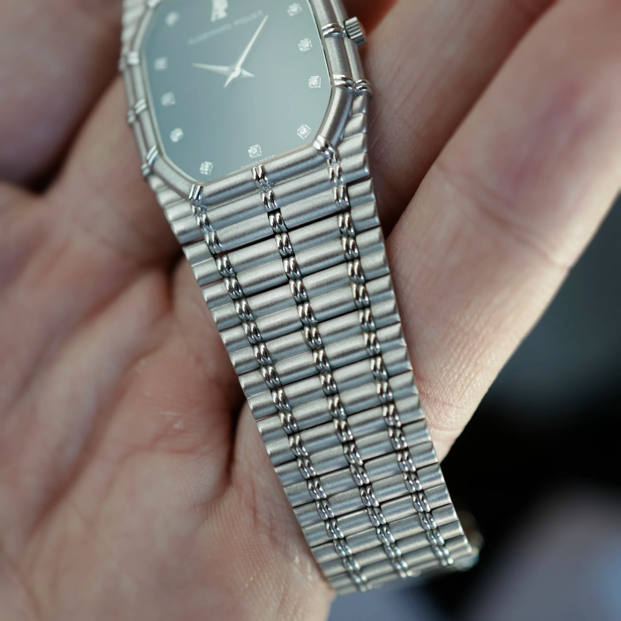 Audemars Piguet White Gold Bamboo with Blue Diamond Dial - Image 5