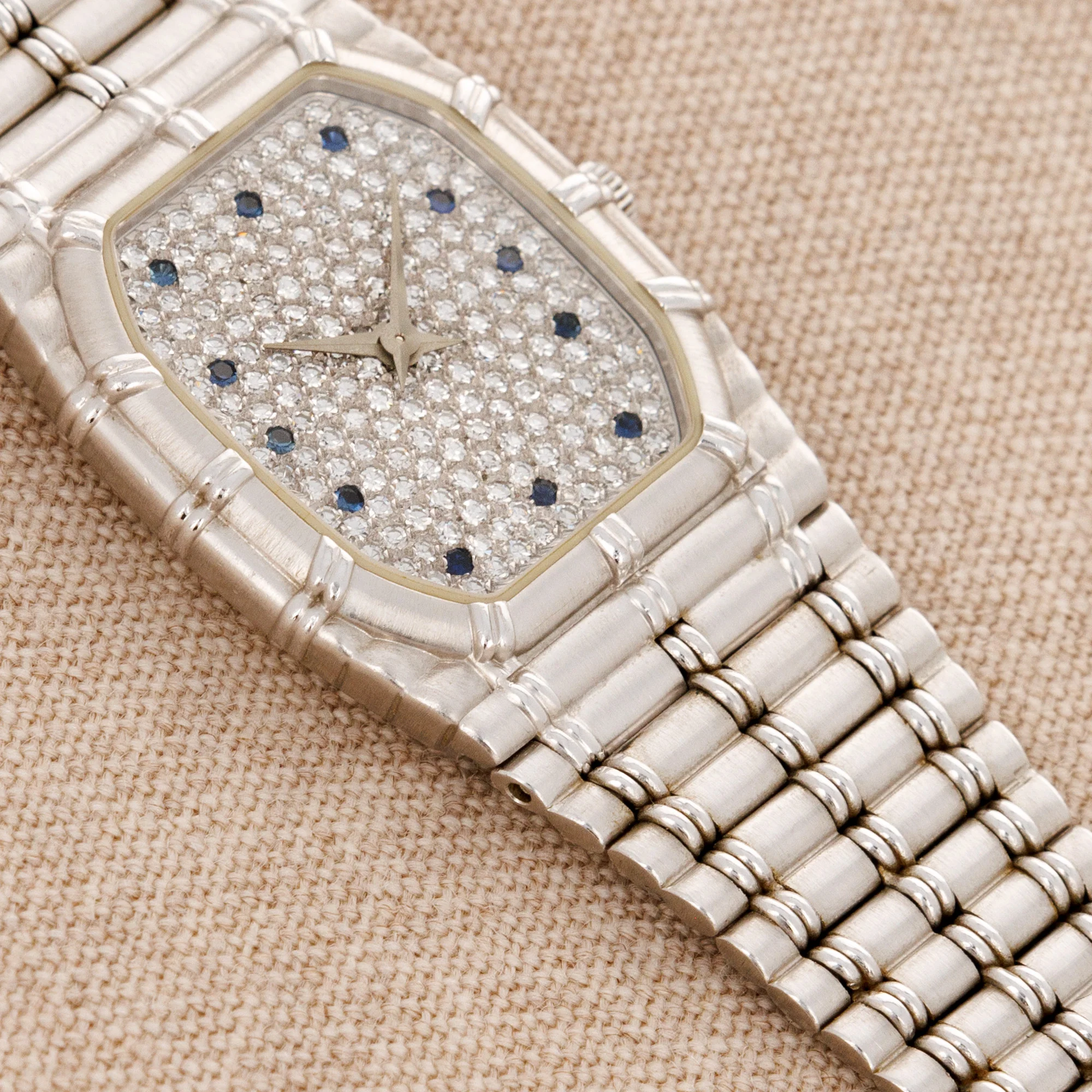 Audemars Piguet White Gold Bamboo with Sapphire Markers - Image 4