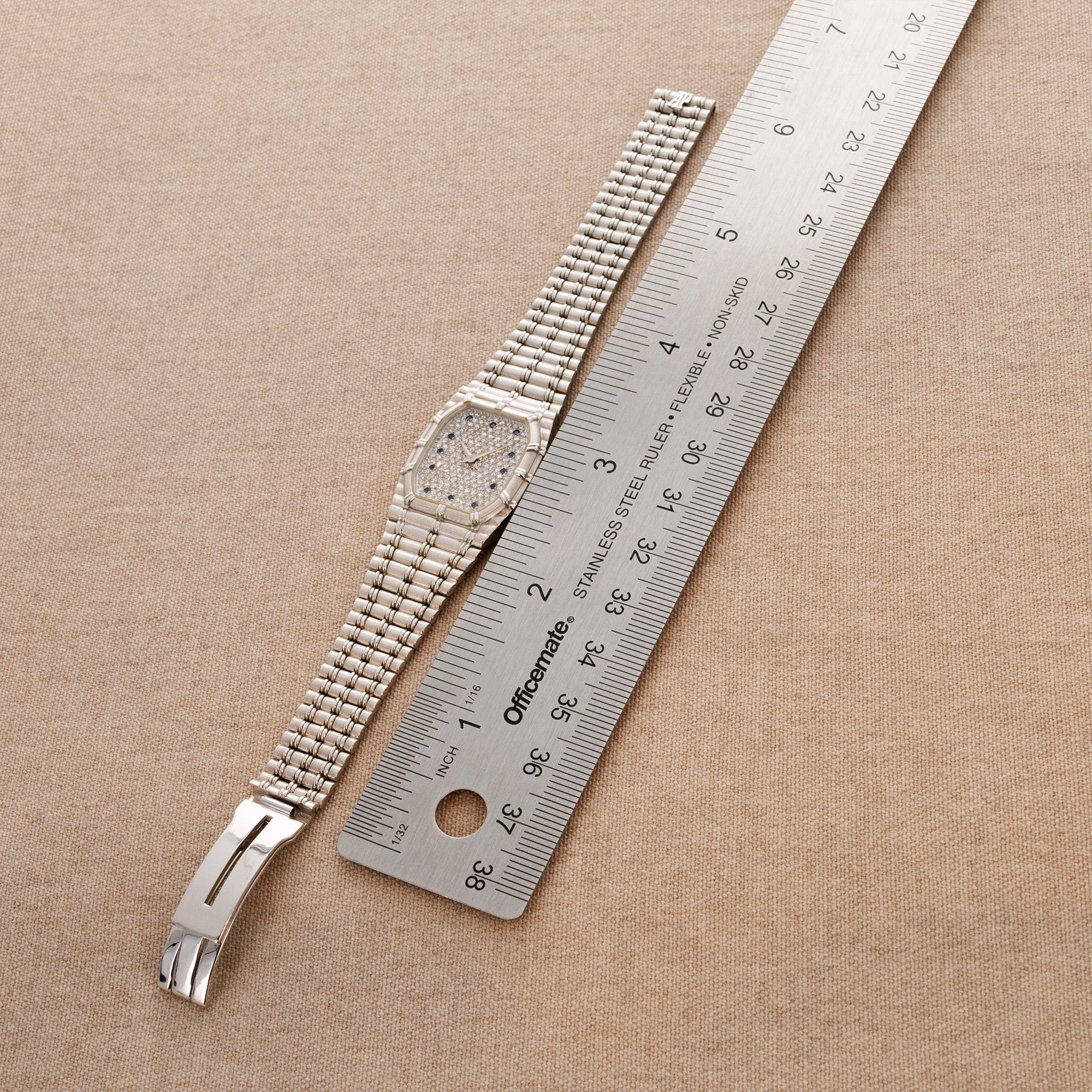 Audemars Piguet White Gold Bamboo with Sapphire Markers - Image 5