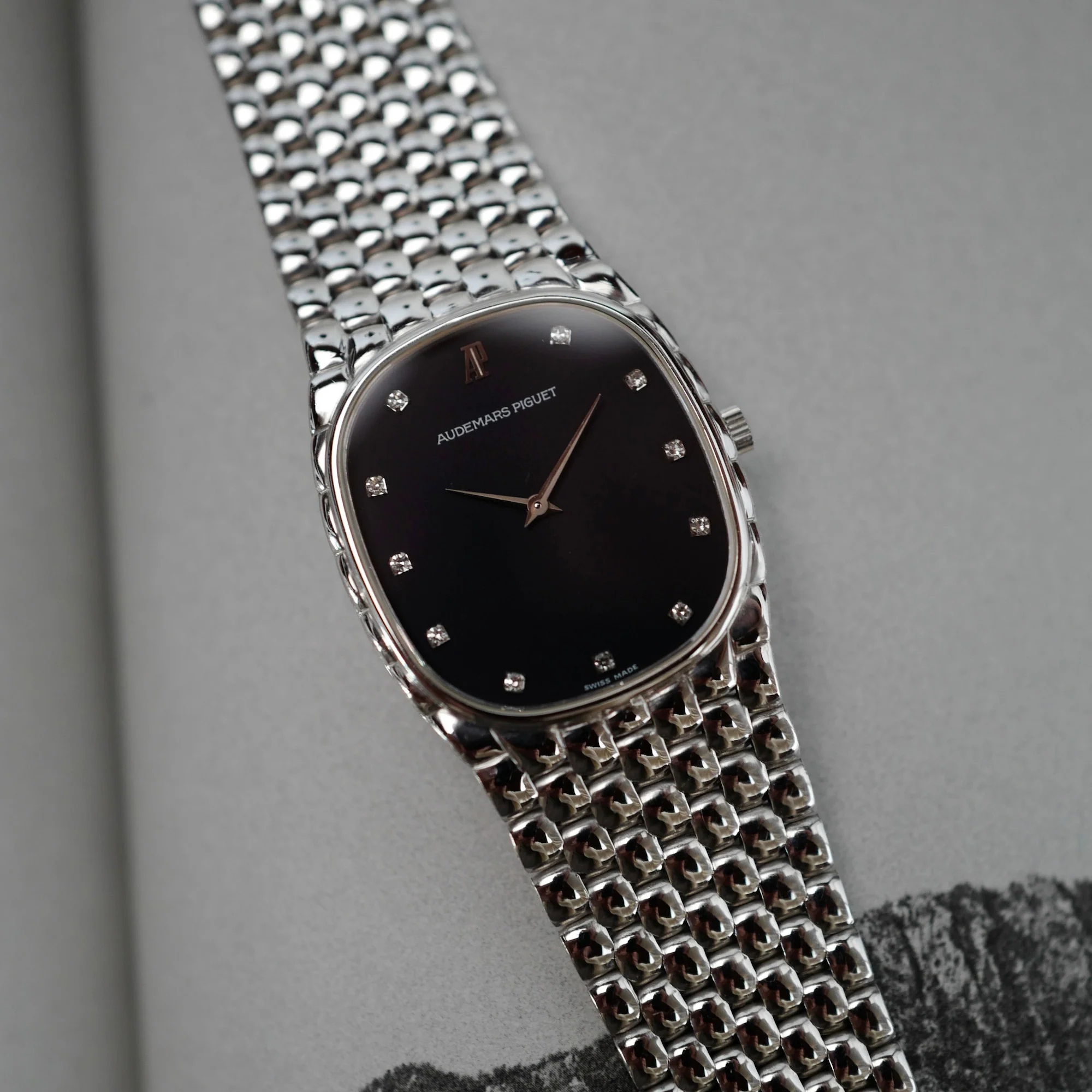 Audemars Piguet White Gold Beaded Bracelet Watch - Image 3