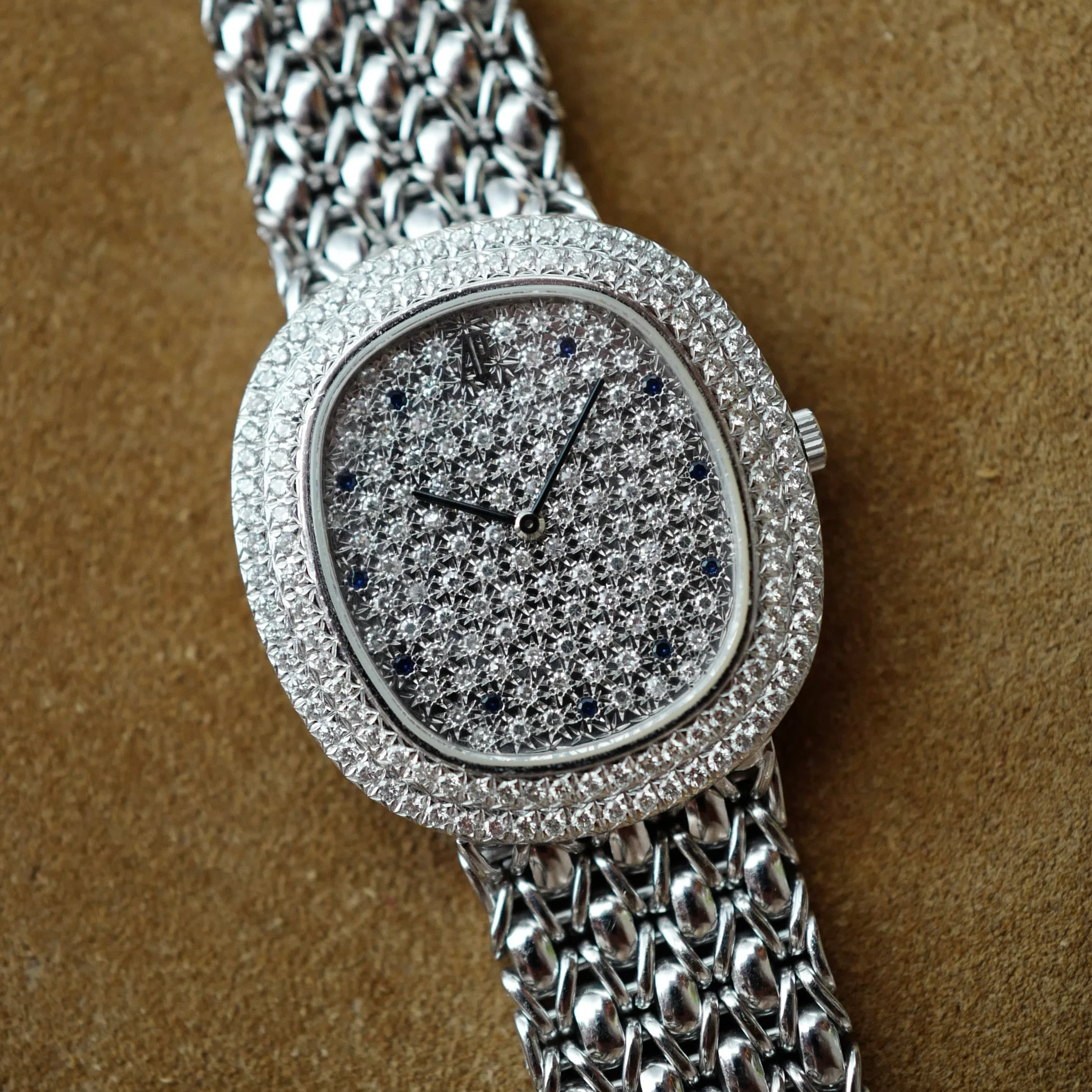 Audemars Piguet White Gold Bracelet Watch with Pave Diamond & Sapphire Dial - Image 3