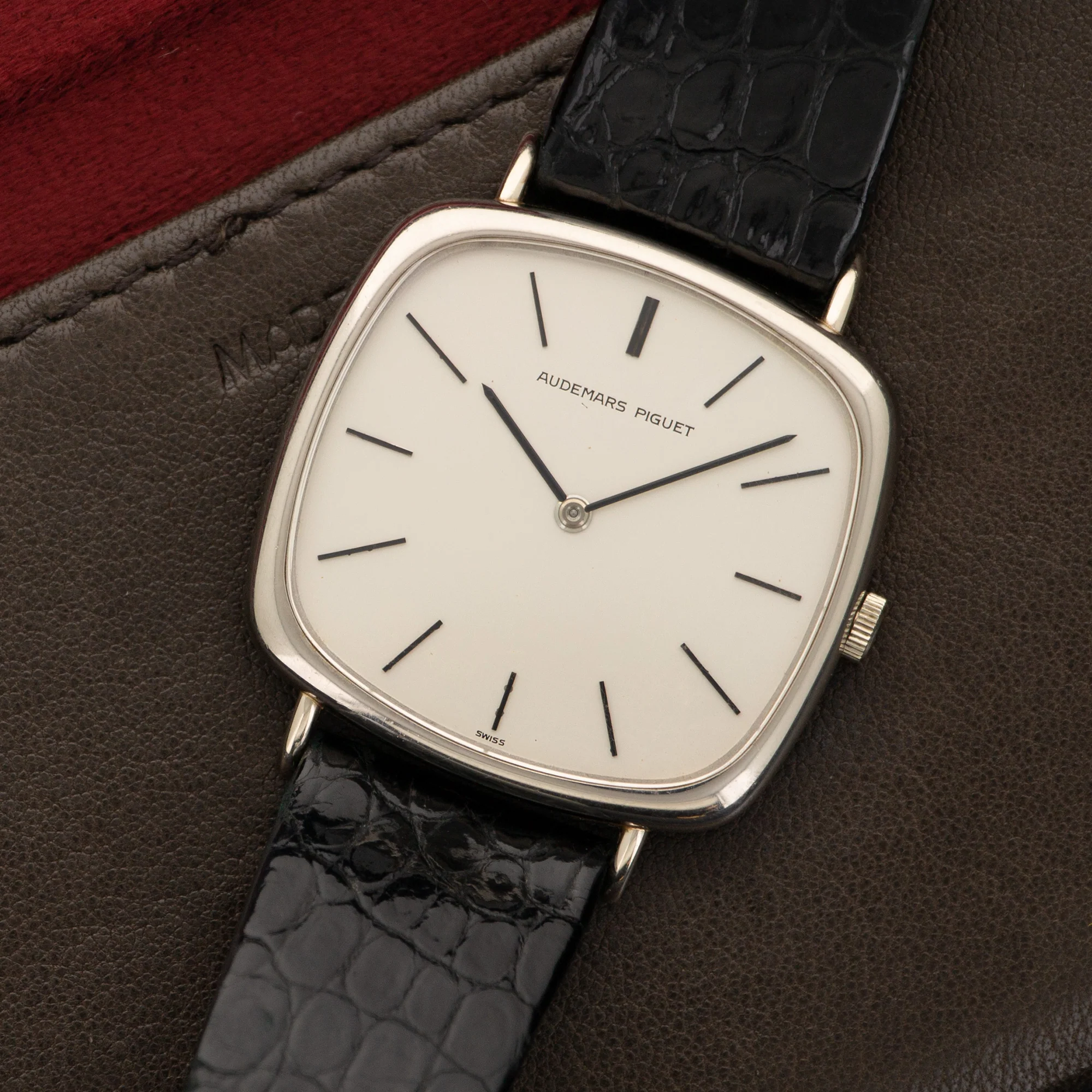 Audemars Piguet White Gold Cushion-Shaped Strap Watch - Image 2