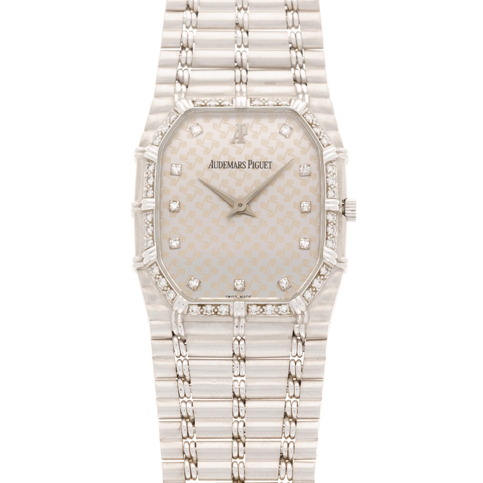 Audemars Piguet White Gold Diamond Bamboo with Geometric Logo Dial