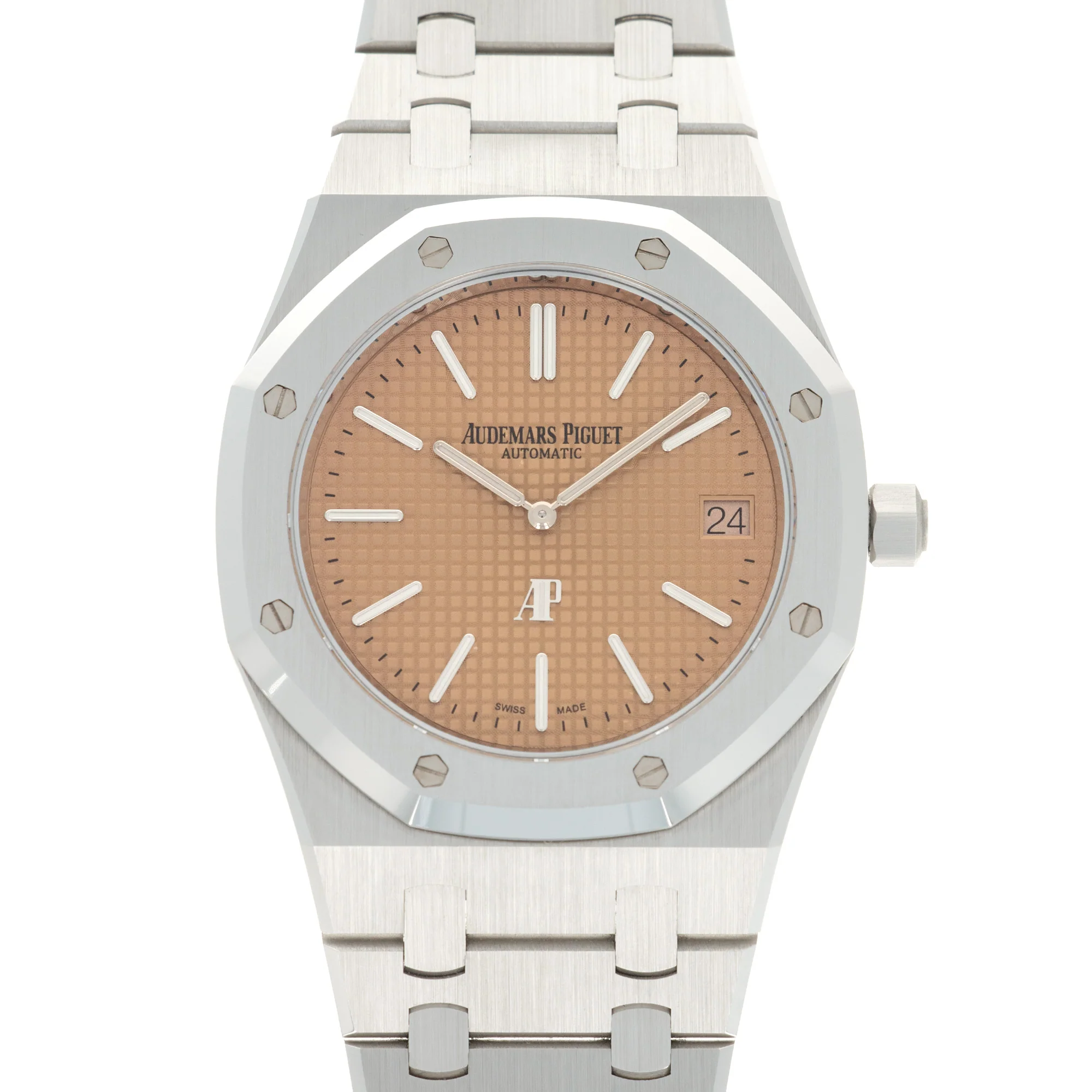 Audemars Piguet White Gold Royal Oak Salmon Dial Watch Ref. 15202