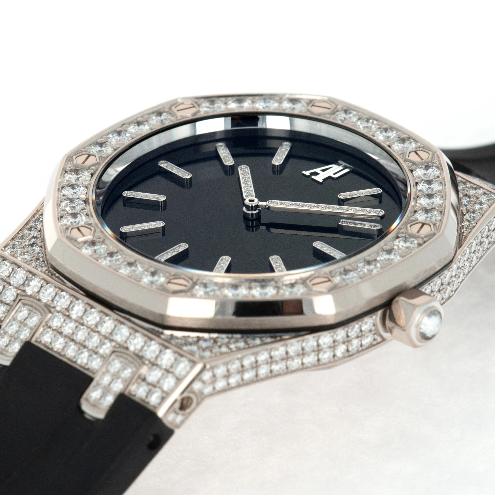 Audemars Piguet White Gold Royal Oak Tuxedo Diamond Watch - Image 4