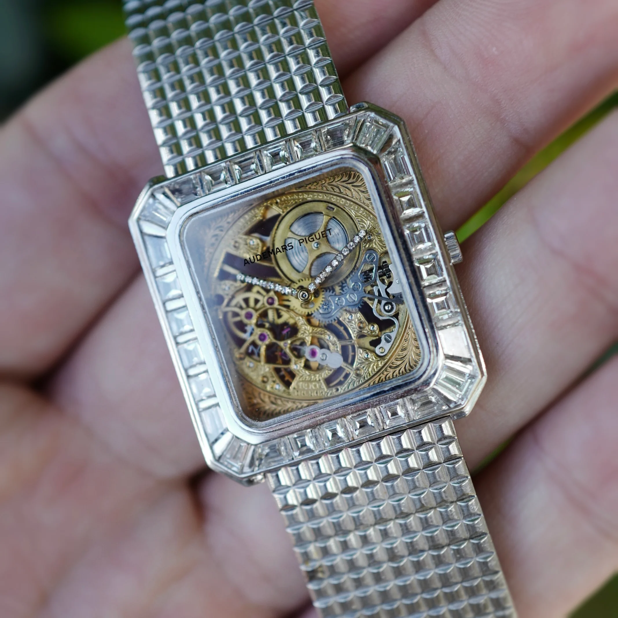 Audemars Piguet White Gold Skeleton Watch Ref. 4660 with Baguette Diamonds - Image 2
