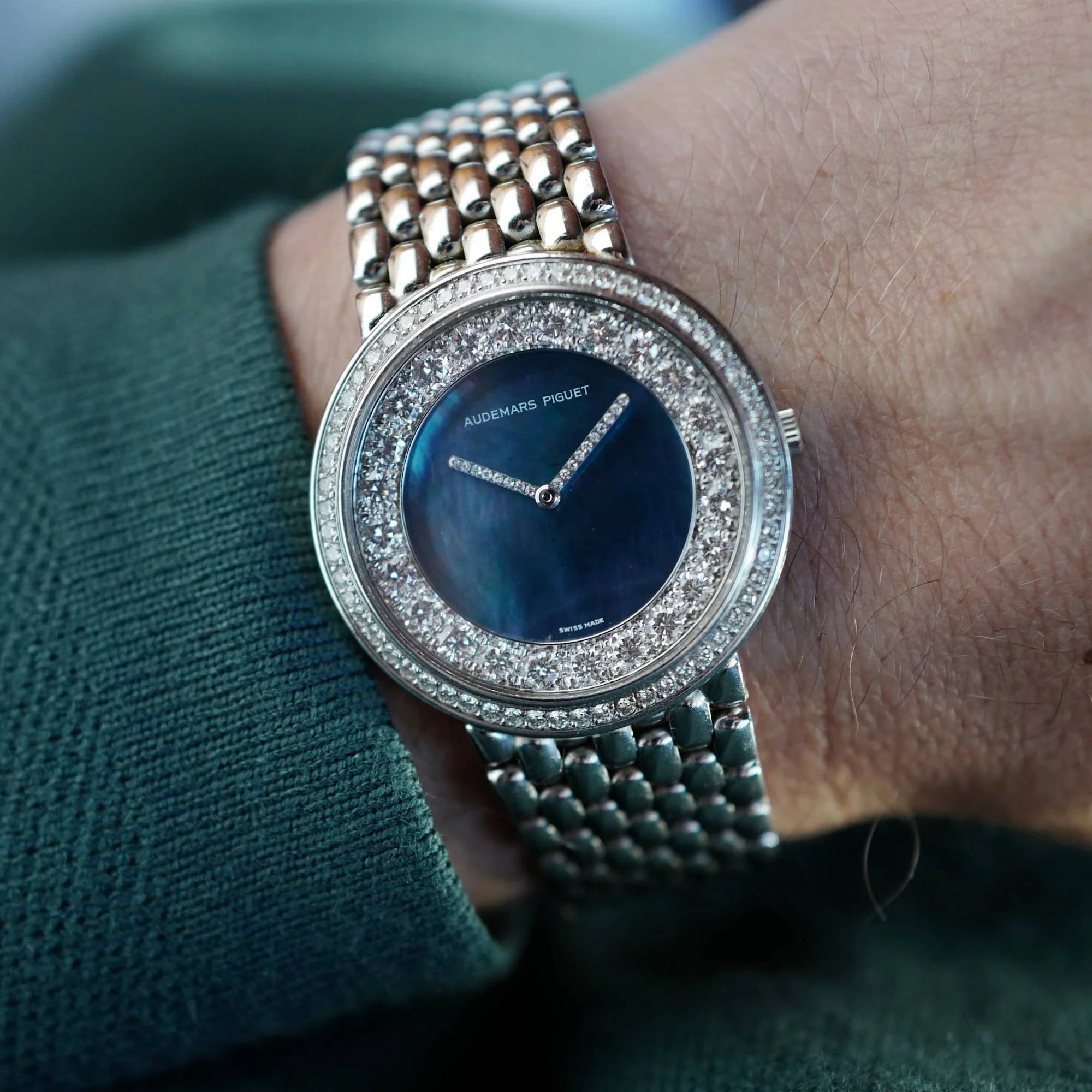 Audemars Piguet White Gold Watch with Diamonds and Beautiful Dial - Image 3