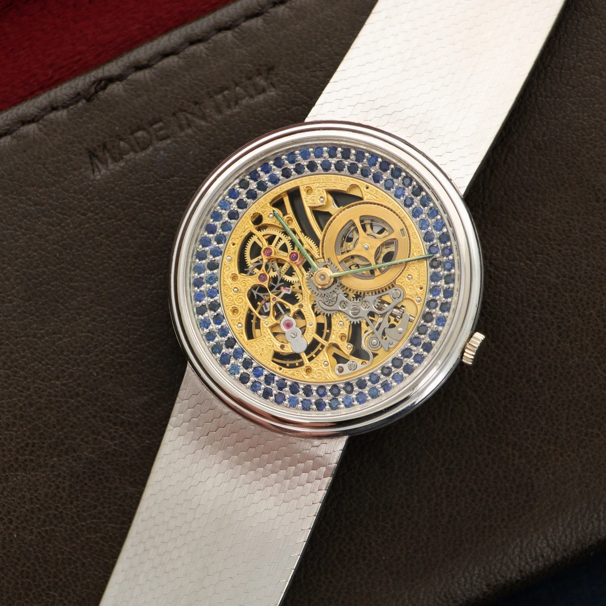 Audemars Piguet White Gold with Sapphires Skeleton Bracelet Watch - Image 2
