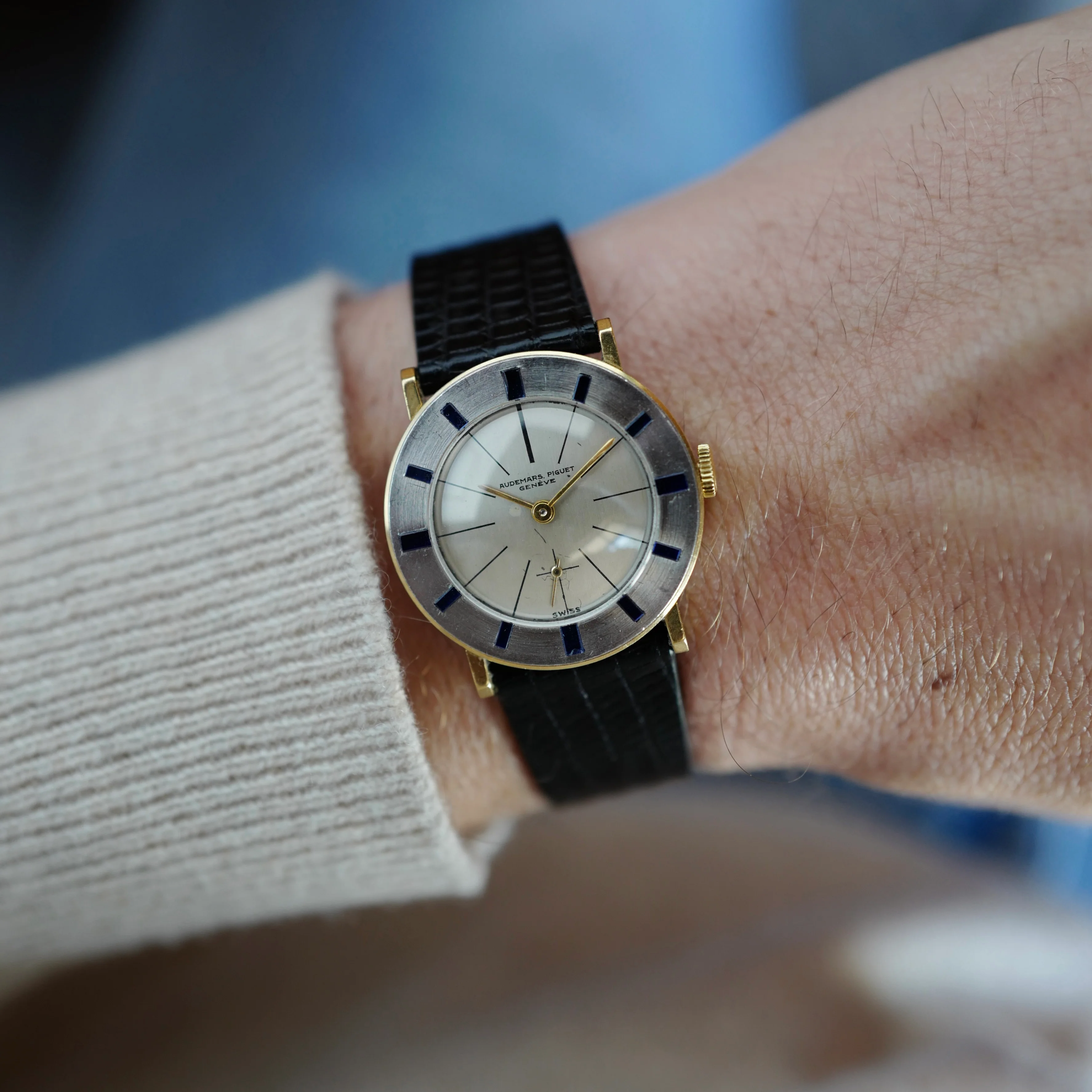Audemars Piguet Yellow Gold and White Gold Watch with Sapphires - Image 3