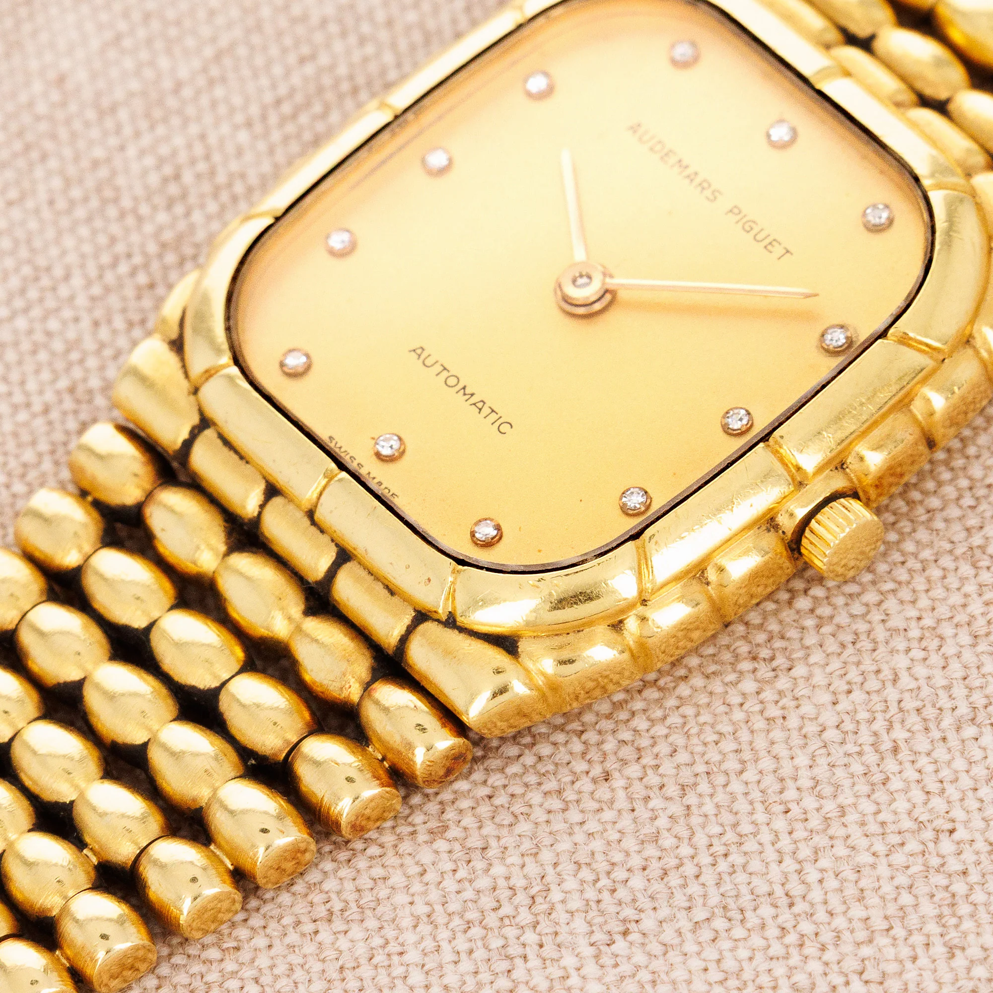 Audemars Piguet Yellow Gold Automatic Bamboo Bullet Bracelet Watch - Image 3