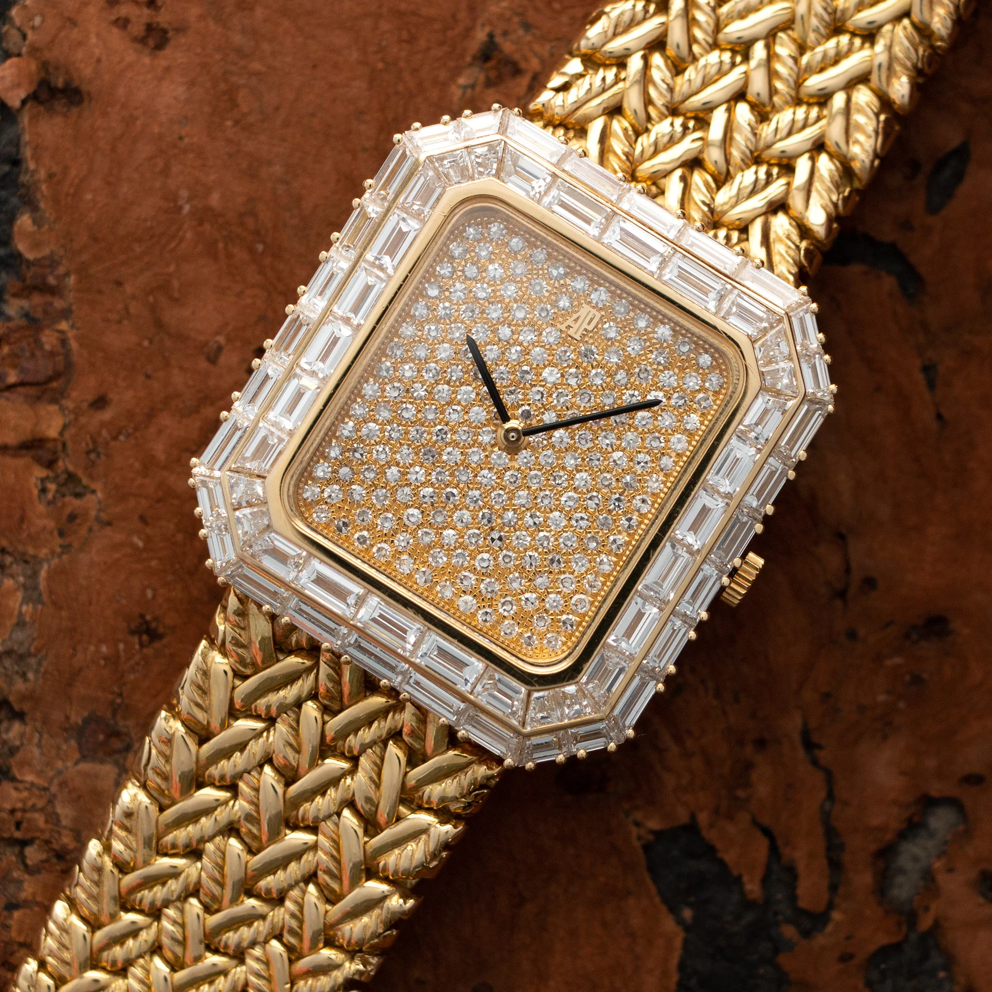 Audemars Piguet Yellow Gold Baguette Diamond Watch - Image 2