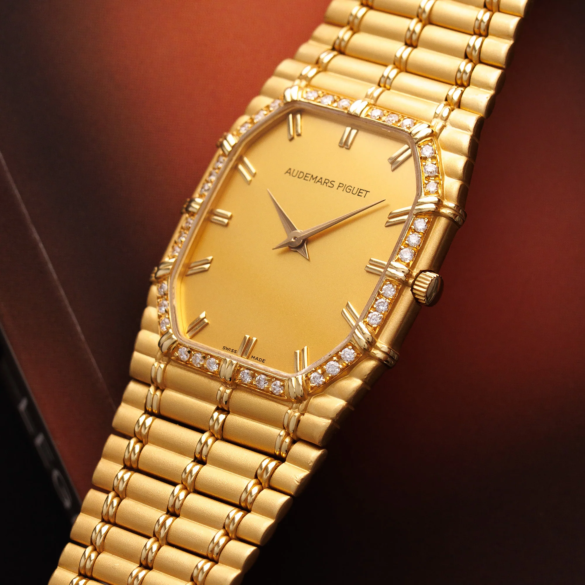 Audemars Piguet Yellow Gold Bamboo Diamond Watch - Image 2