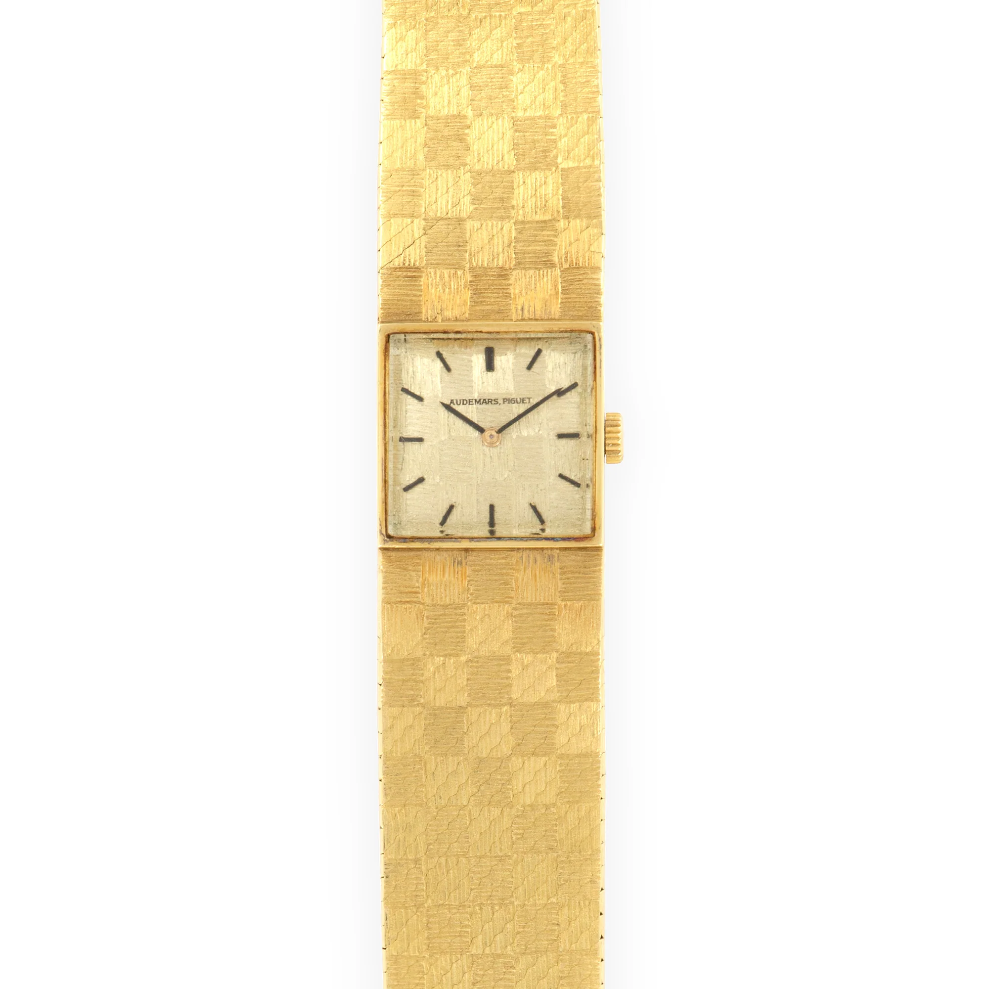 Audemars Piguet Yellow Gold Checkered Bracelet Watch with Original Warranty Paper