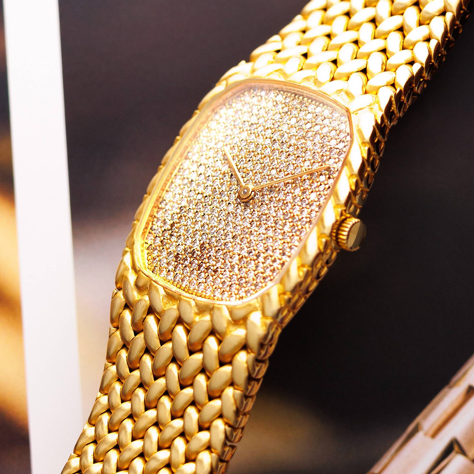 Audemars Piguet Yellow Gold Cobra Watch with Pave Dial - Image 2