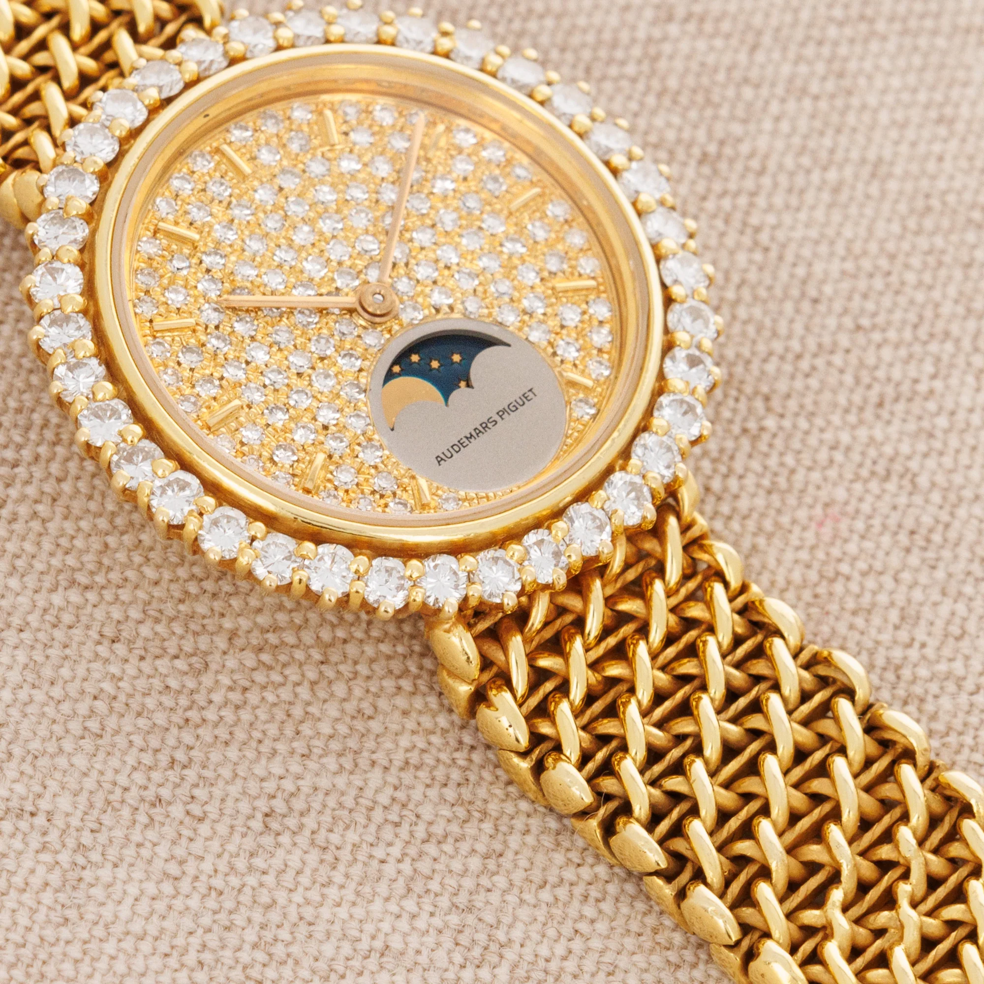 Audemars Piguet Yellow Gold Diamond Moonphase Watch - Image 4