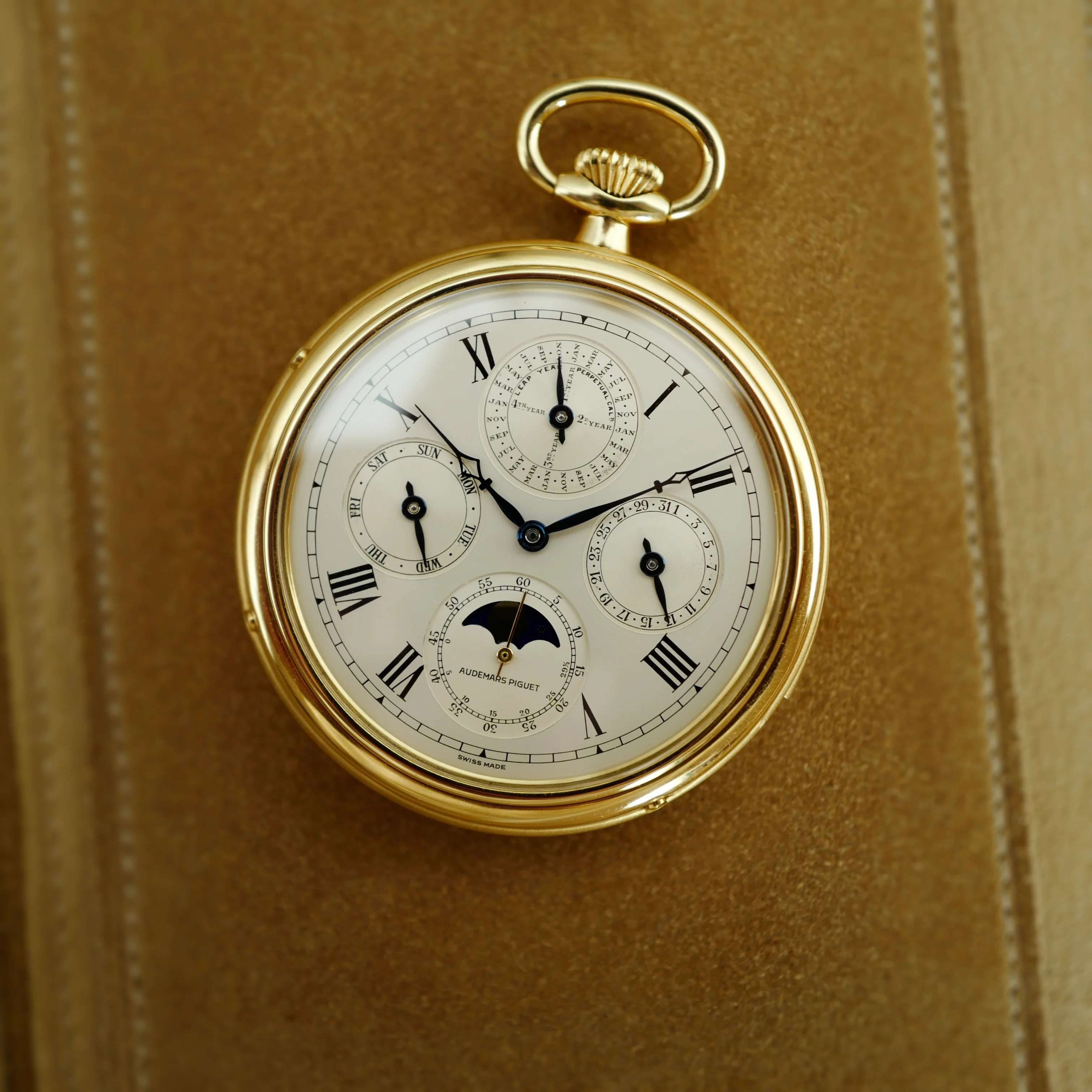 Audemars Piguet Yellow Gold Perpetual Calendar Minute Repeater Pocket Watch, Retailed by Asprey (New Arrival) - Image 3