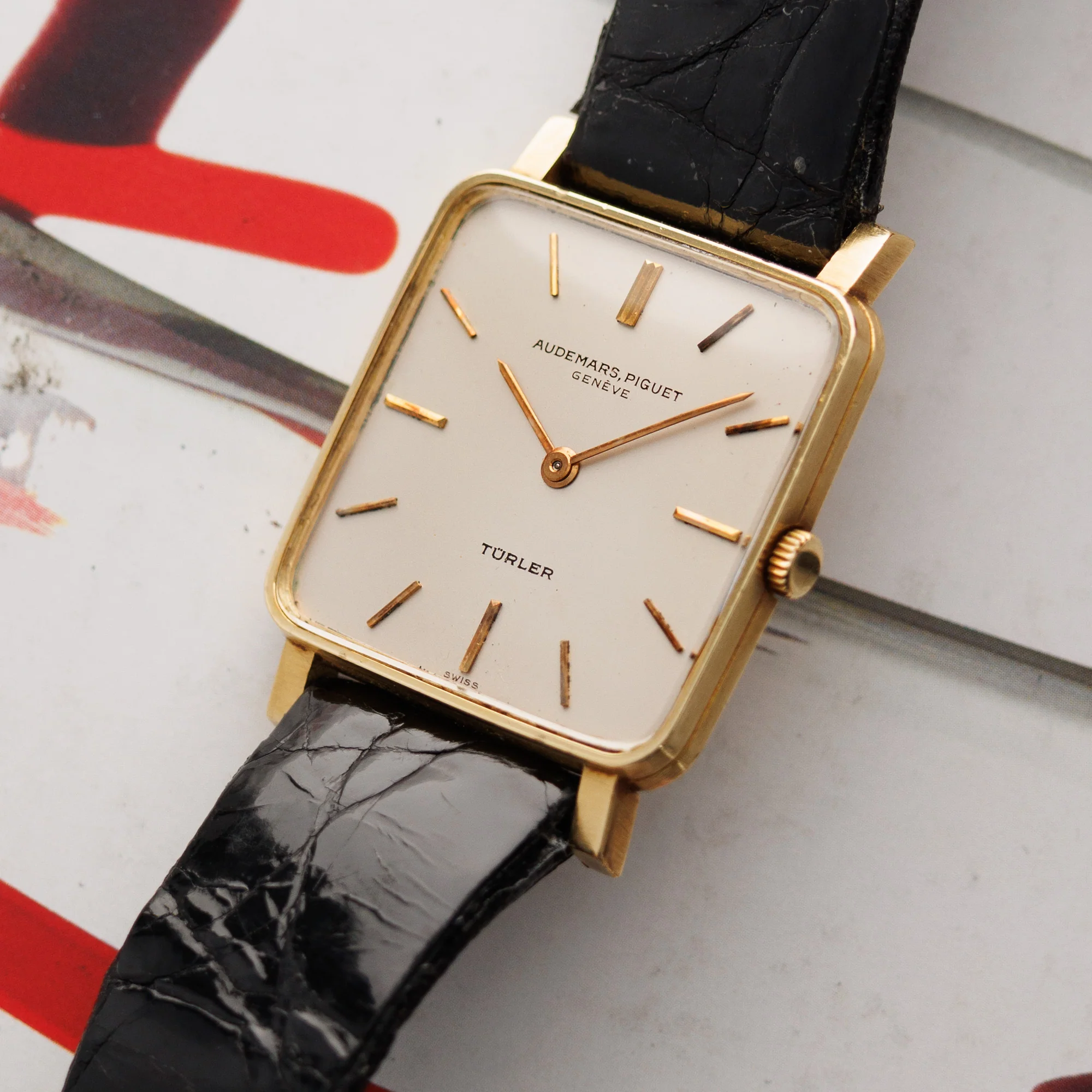 Audemars Piguet Yellow Gold Square Watch Retailed by Turler - Image 2