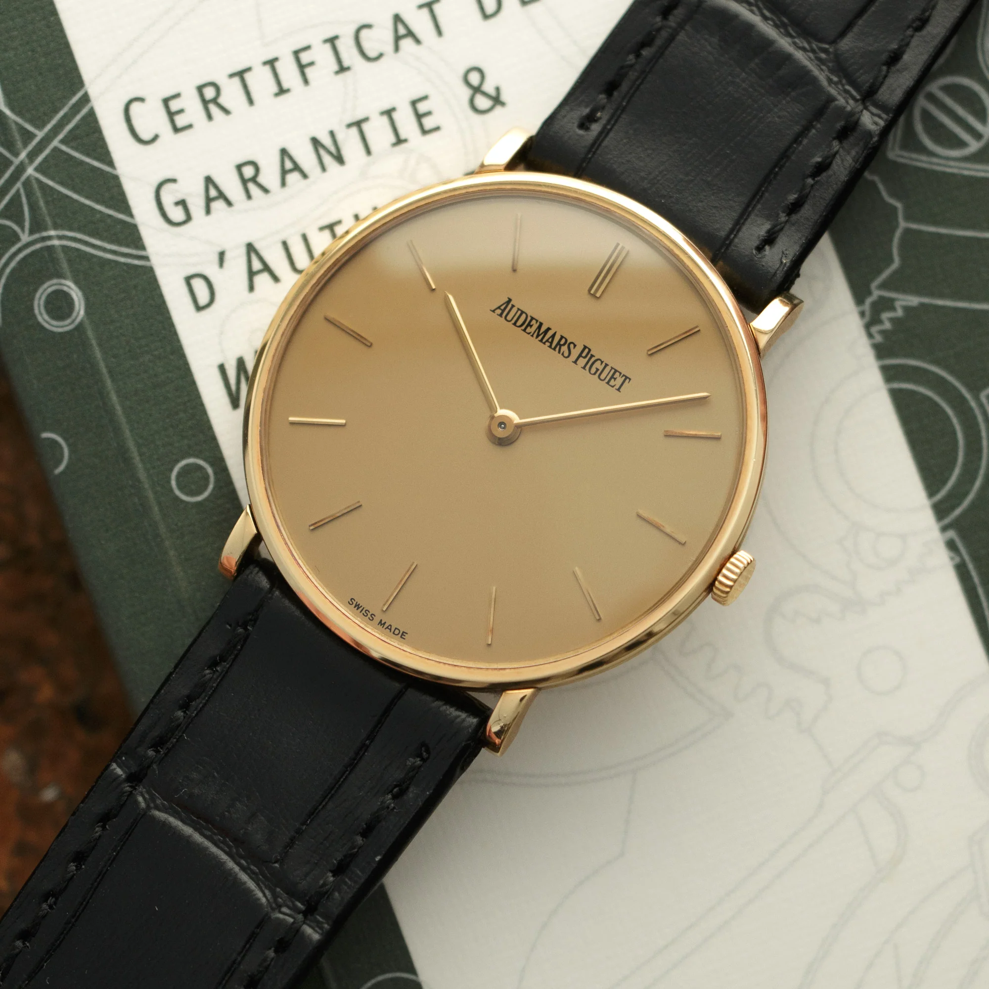 Audemars Piguet Yellow Gold Ultra-Thin Strap Watch - Image 2