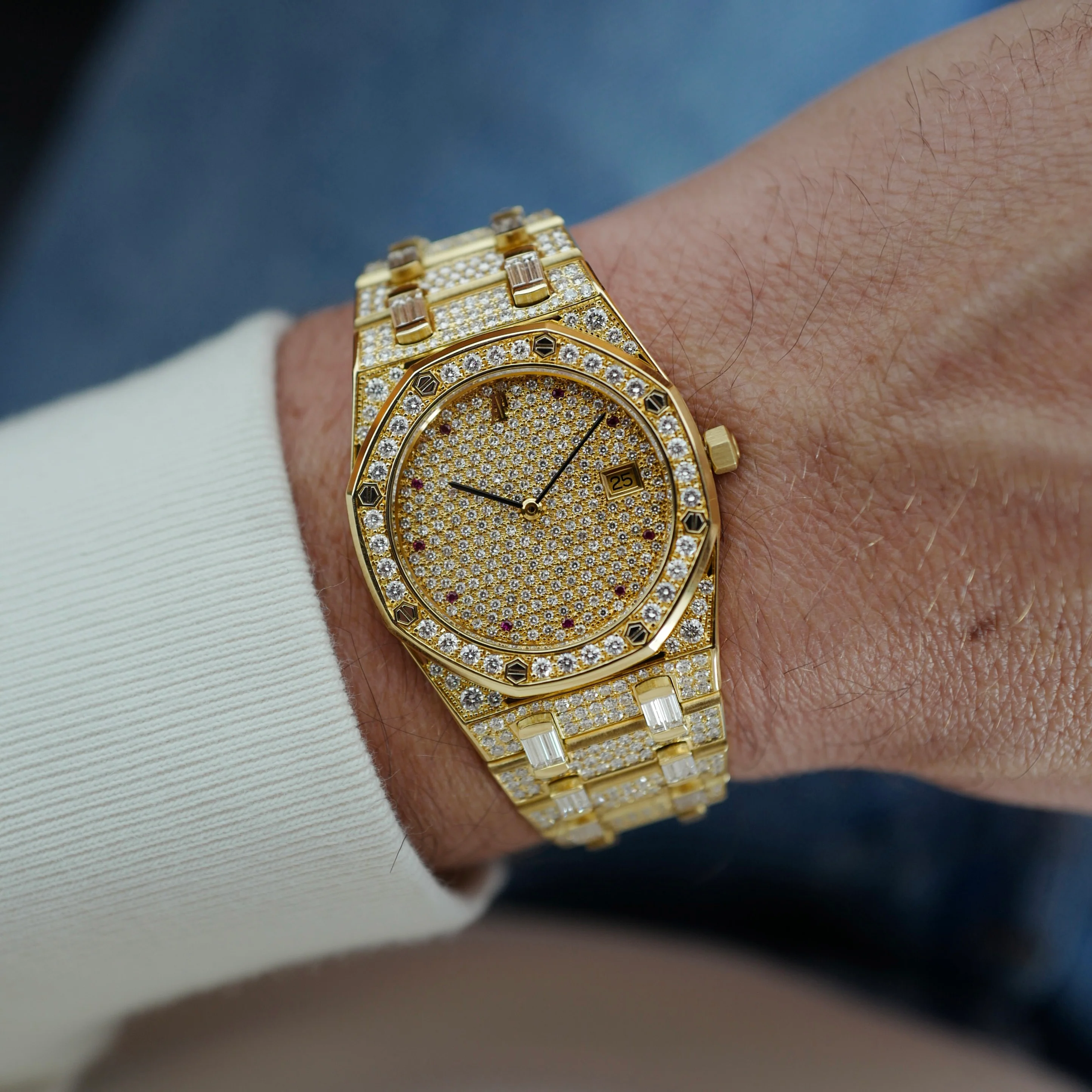Audemars Piguet Yellow Gold Royal Oak Ref. 56343 with Baguette Diamonds and Rubies - Image 4