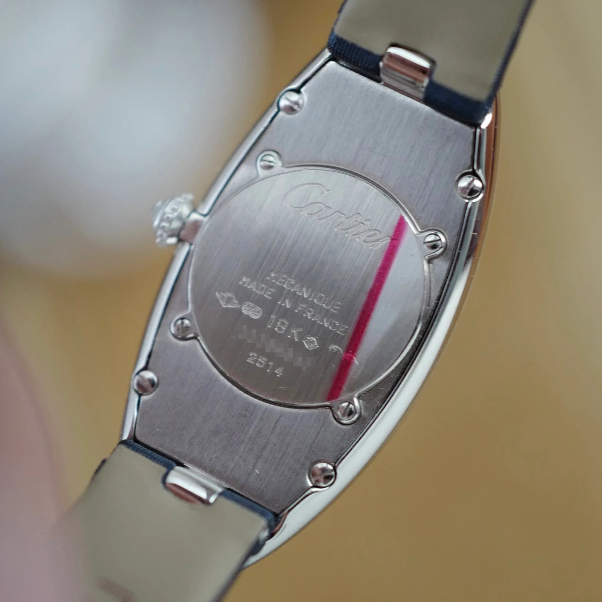 Carter White Gold Baignoire Allongee with Diamond and Sapphire Pave Dial Ref. 2514 - Image 5