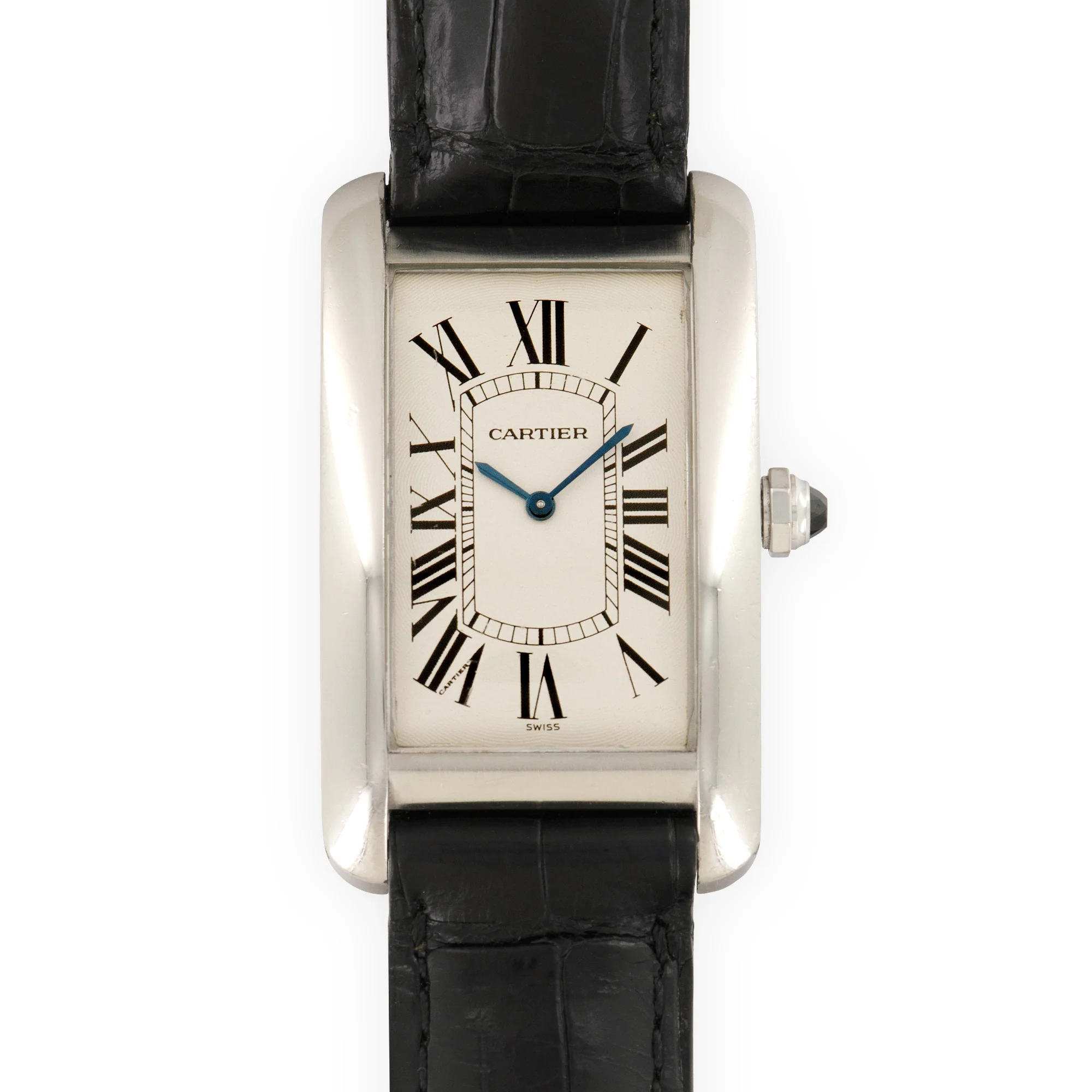 Cartier Platinum Jumbo Tank Americaine Mechanique Watch