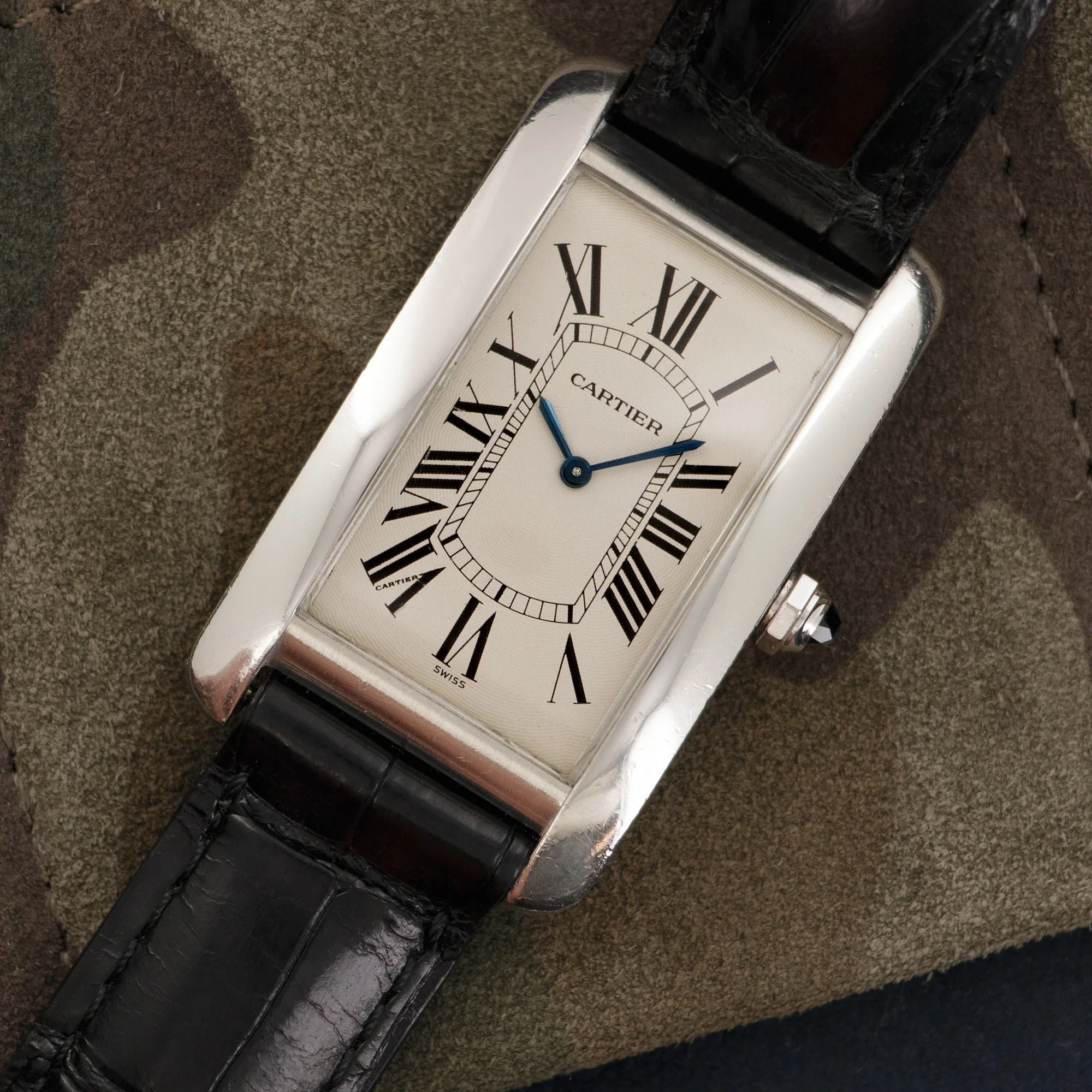 Cartier Platinum Jumbo Tank Americaine Mechanique Watch - Image 2