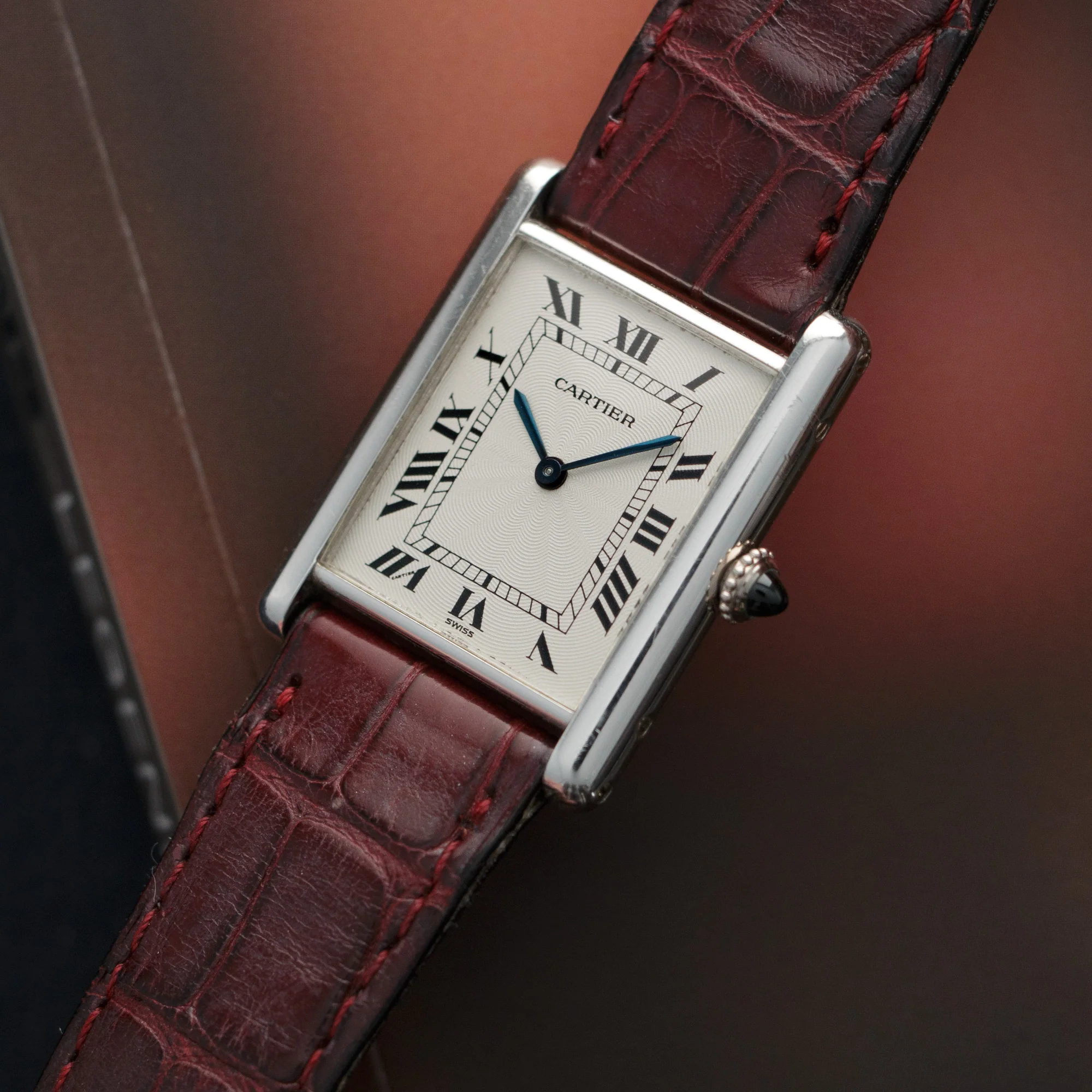 Cartier Platinum Tank Mechanical Watch - Image 2