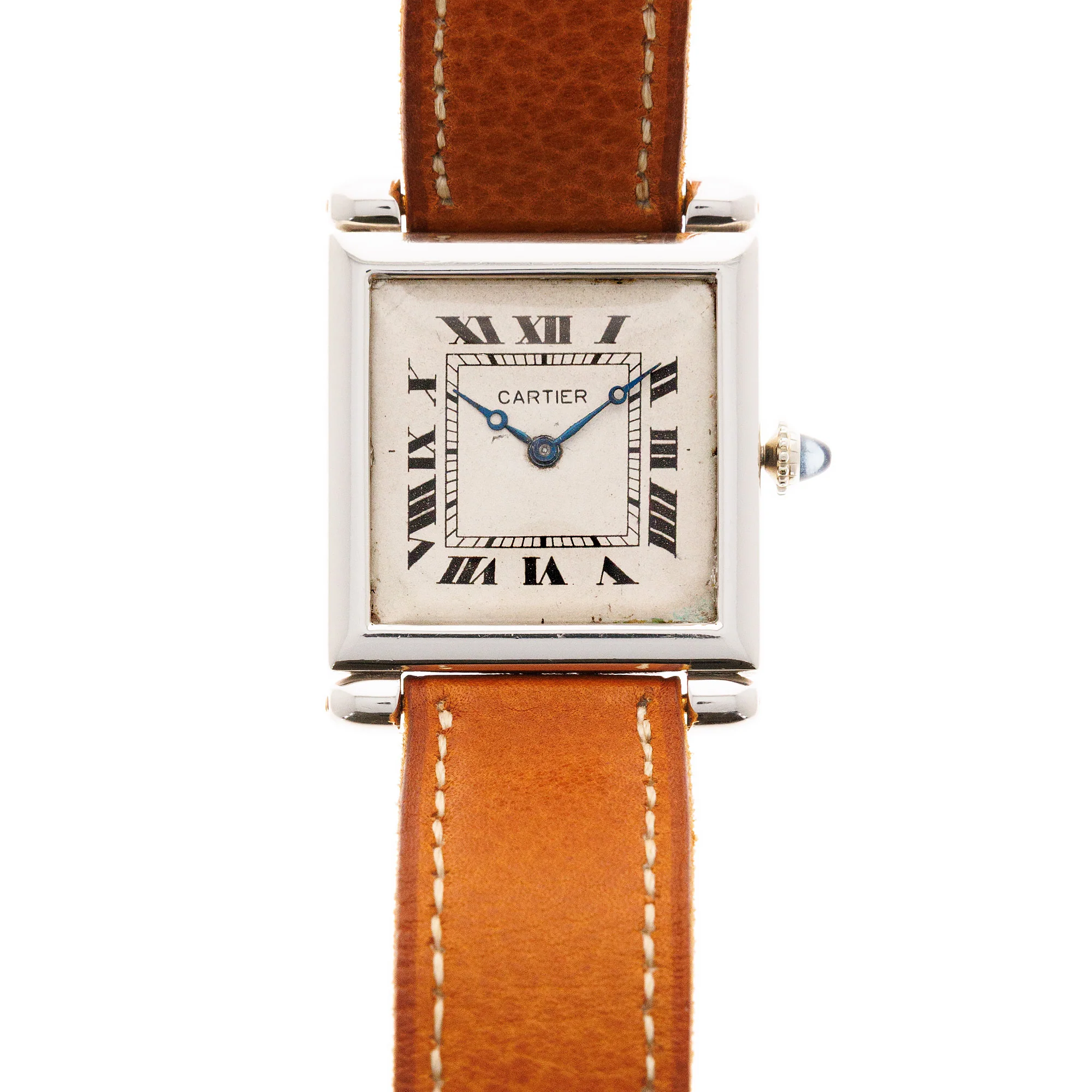 Cartier Platinum Tank Obus European Watch & Clock, 1926