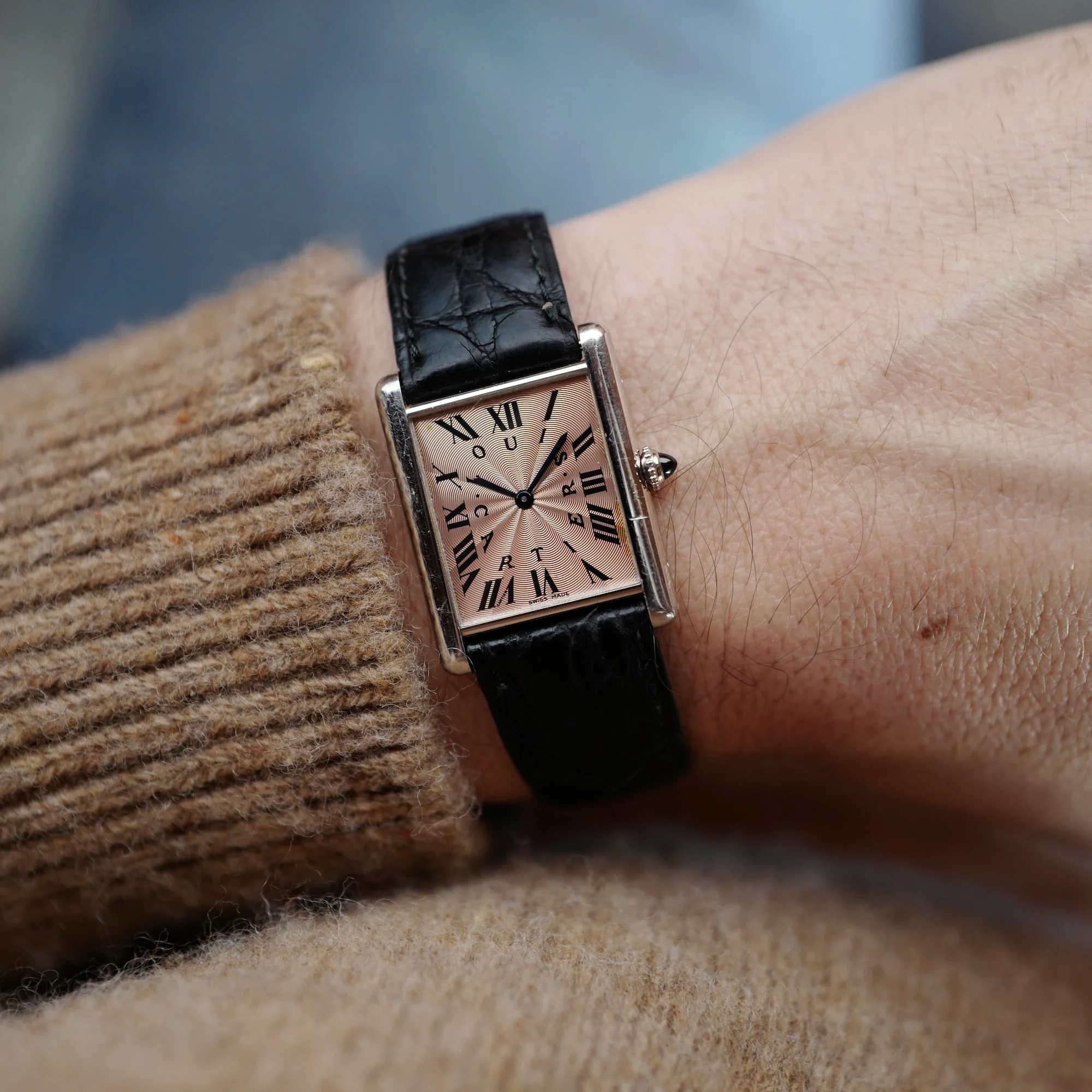 Cartier Platinum Tank Salmon Dial Ref. 16011 (New Arrival) - Image 2