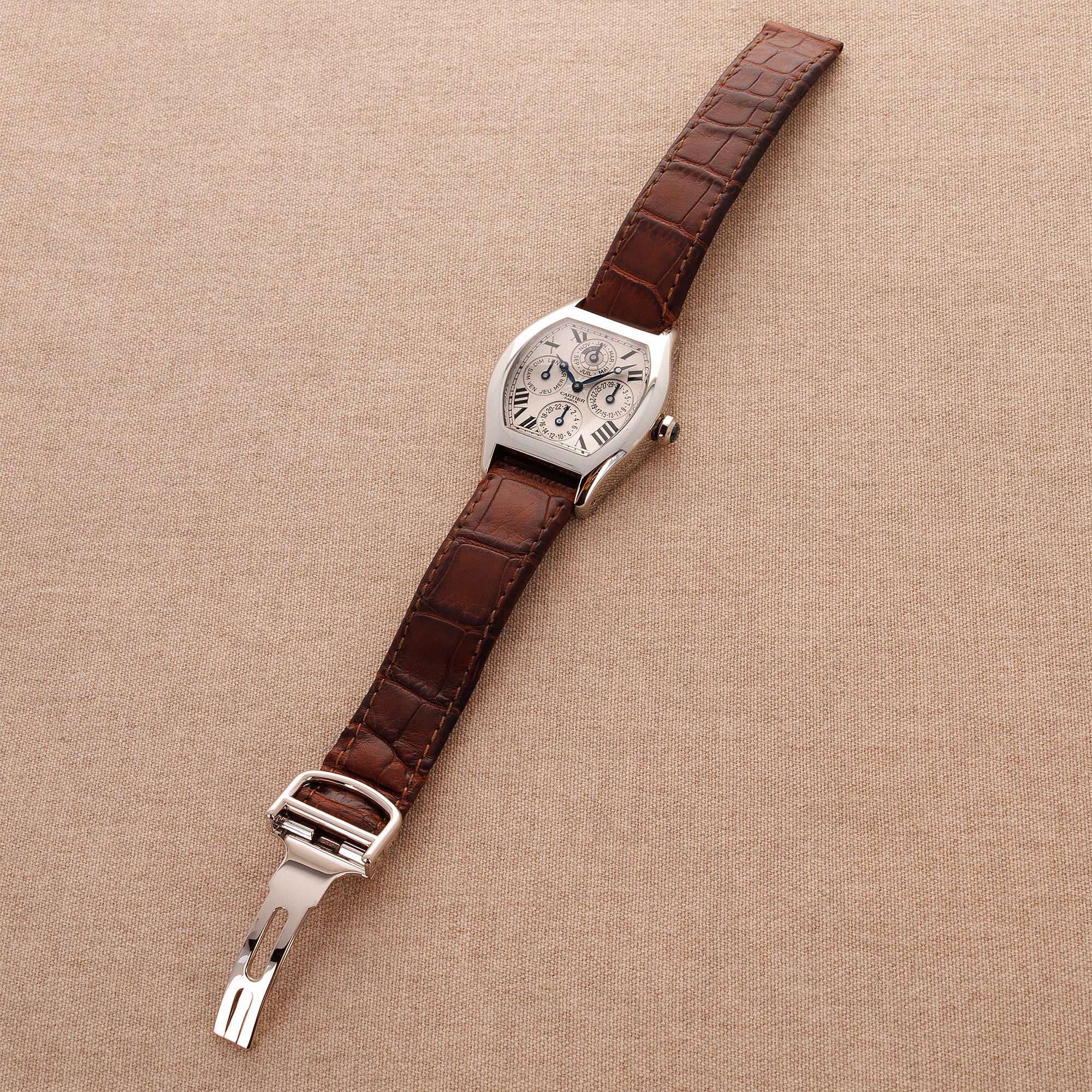 Cartier Platinum Tortue Perpetual Calendar CPCP Watch Ref. 2646 - Image 5