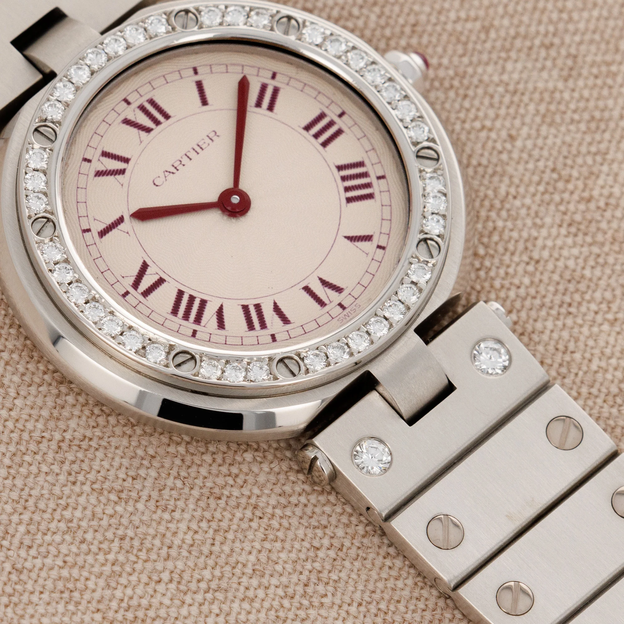 Cartier Platinum VLC Watch with Original Red Dial - Image 4
