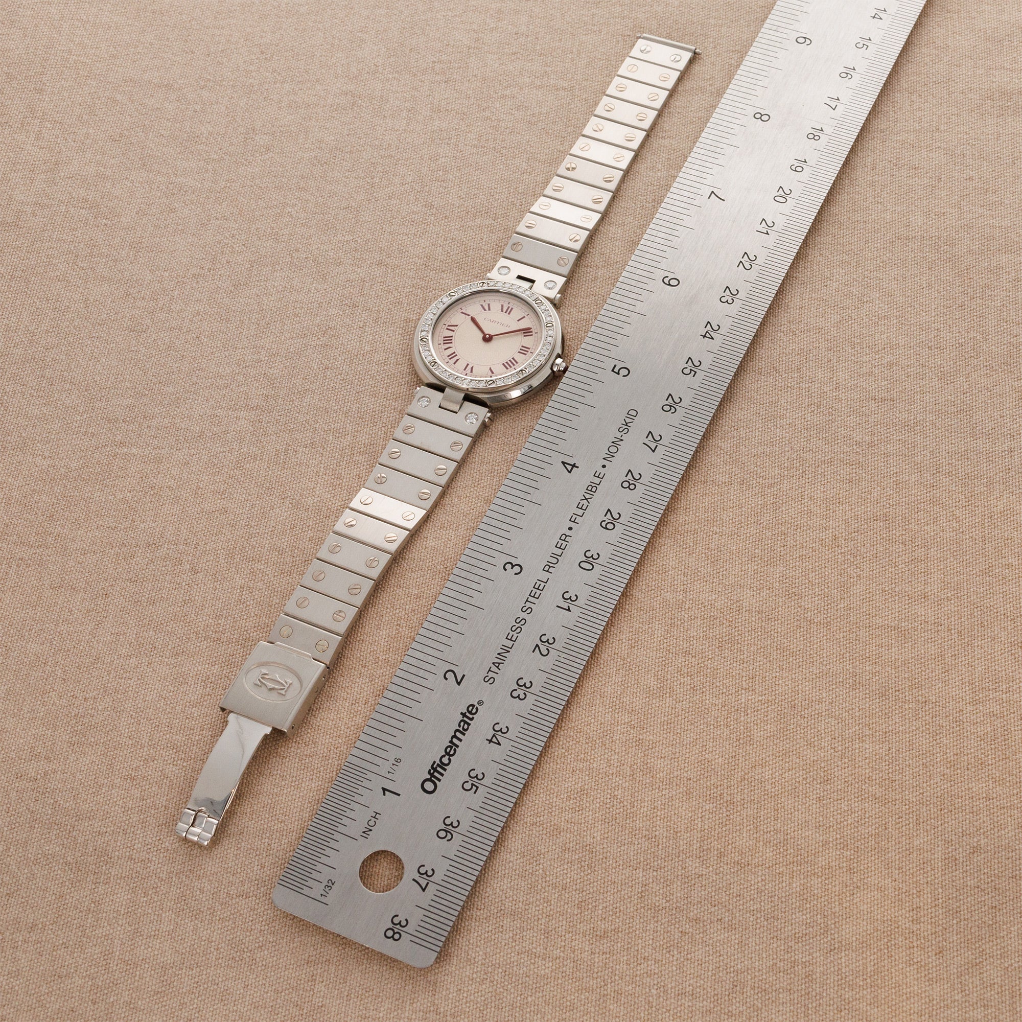 Cartier Platinum VLC Watch with Original Red Dial - Image 5